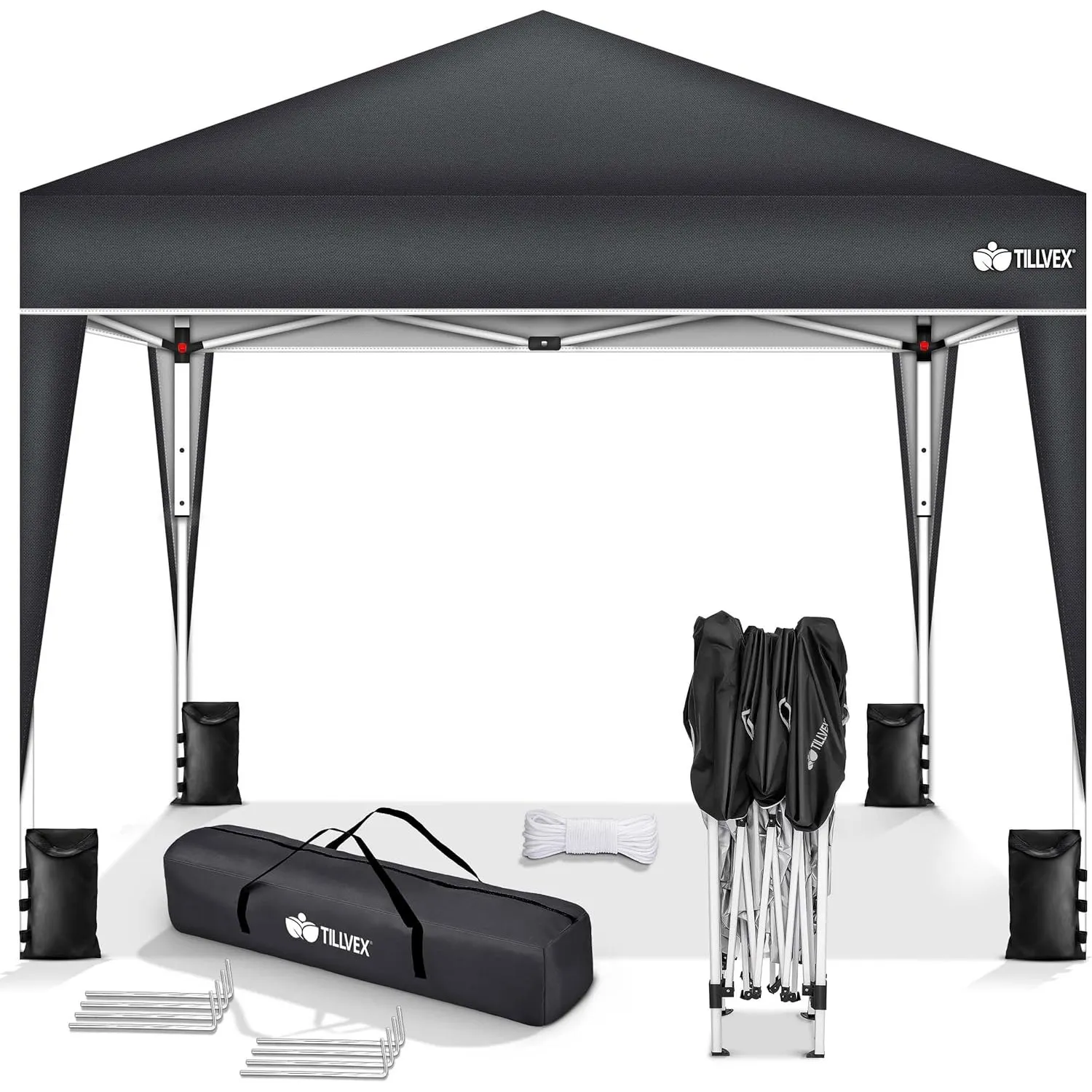 tillvex® Pavillon 3x3m Wasserdicht + 4X Sandsäcke | Stabil & Winterfest