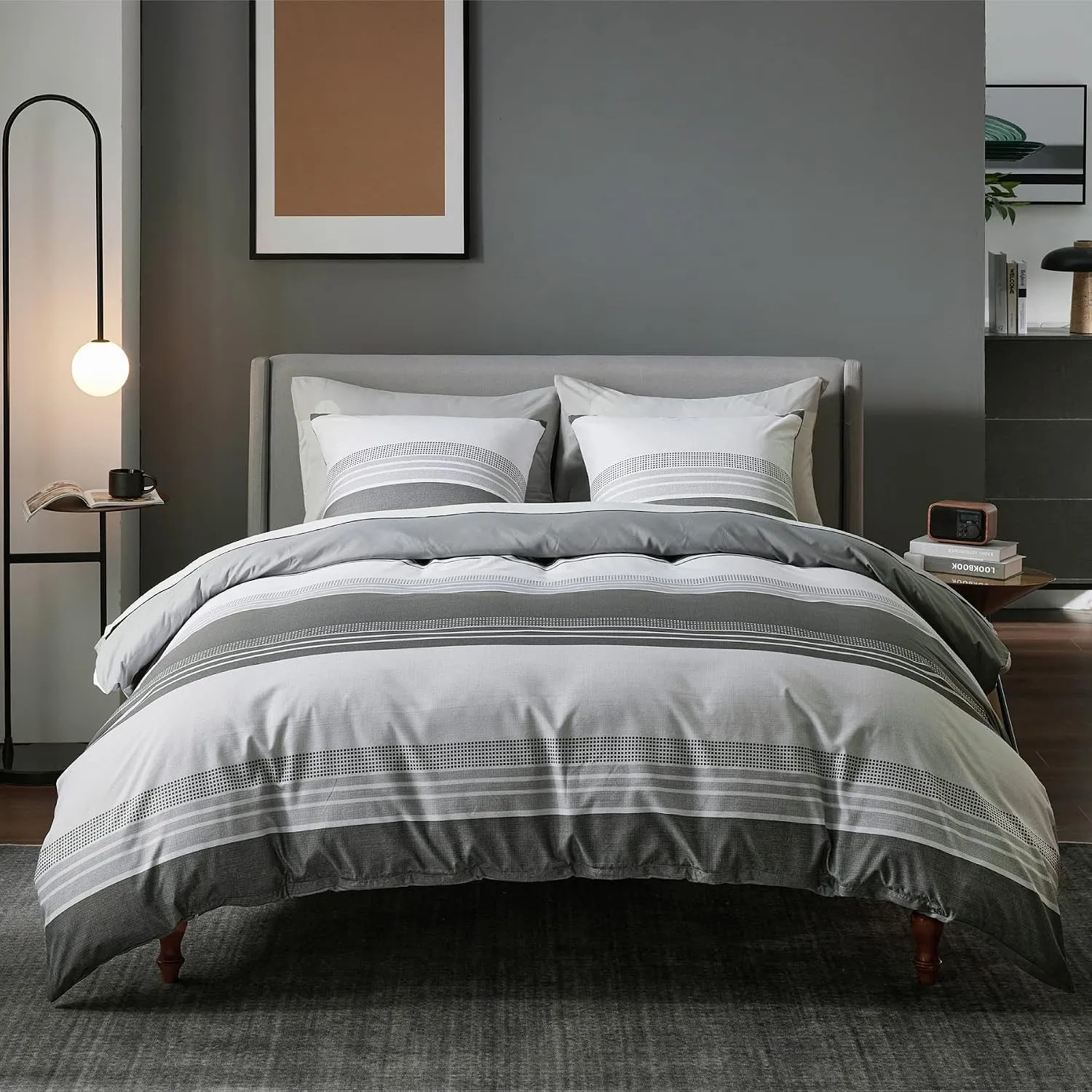 BEDSURE Bettwäsche 155x220 3teilig Bettbezug - Bettwäsche-Sets Grau 155 x 220 cm mit 2 Kissenbezüge 80x80 cm, ÖKO-TEX W…