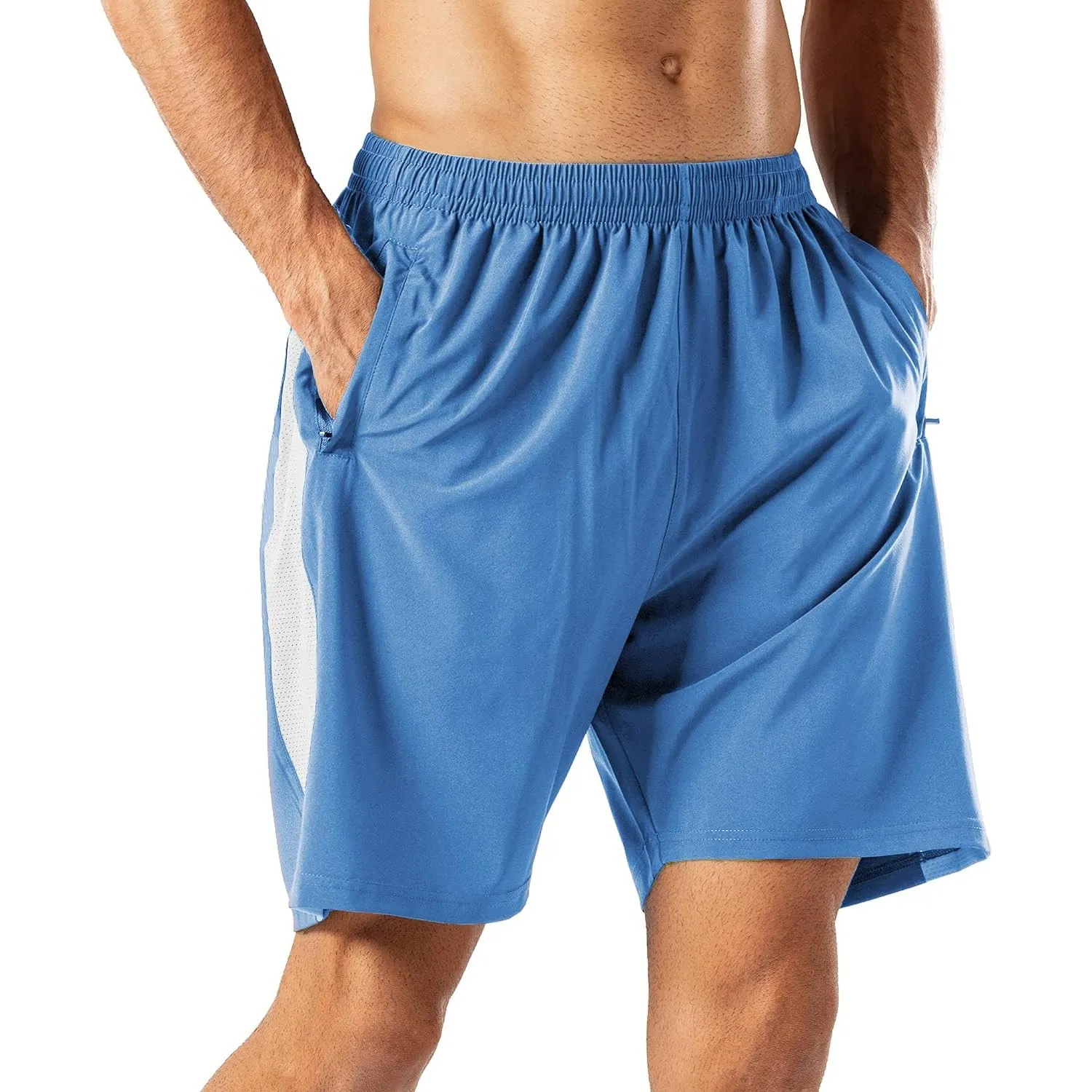 HMIYA Herren Sport Shorts Kurze Hose mit Reißverschlusstasch