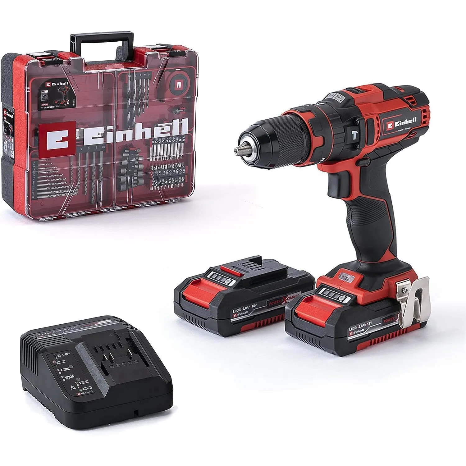 Einhell Akku-Schlagbohrschrauber-Set TE-CD 18/40 Li-i +64 (2x2,0 Ah) | PXC | 18 V | 40 Nm | 13-mm-Bohrfutter | 2-Gang |…