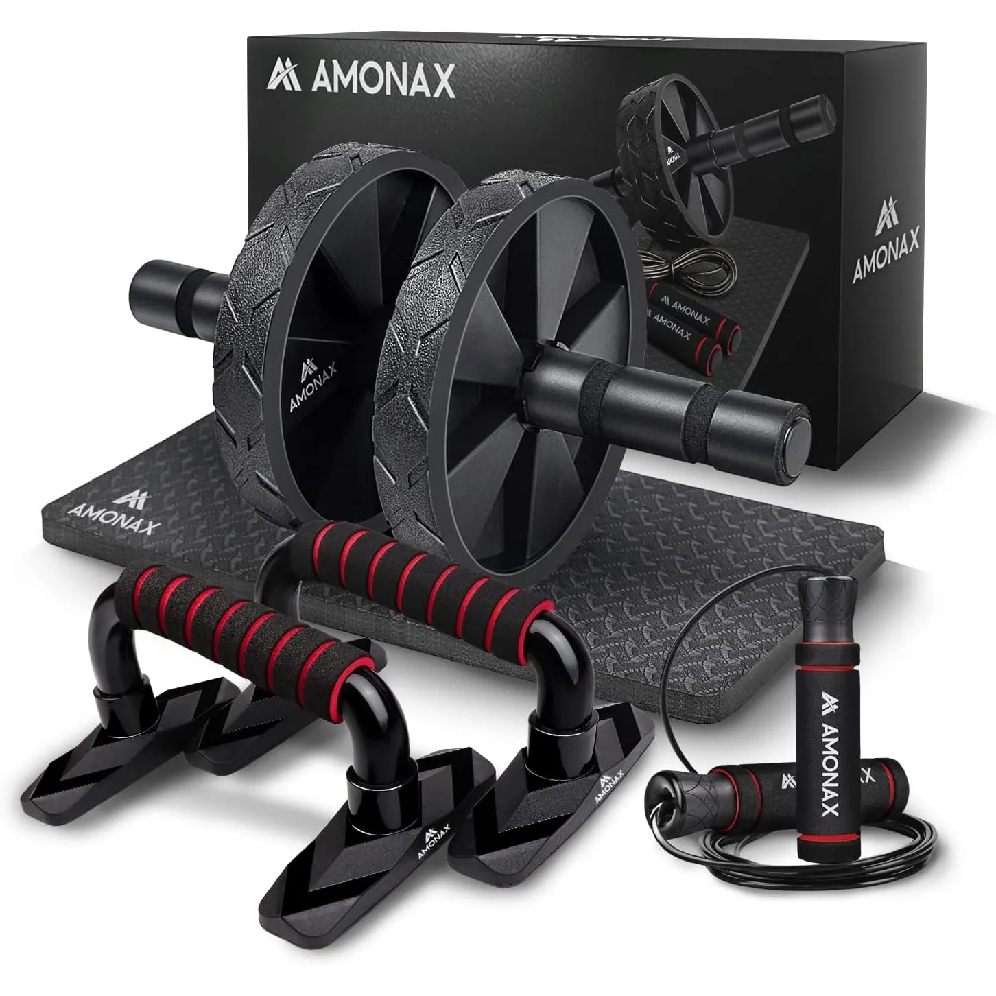 Amonax Bauchroller, bauchtrainer ab roller, bauchmuskeltrainer ab wheel set, mit Rutschfester, inkl. gut gepolsterter K…