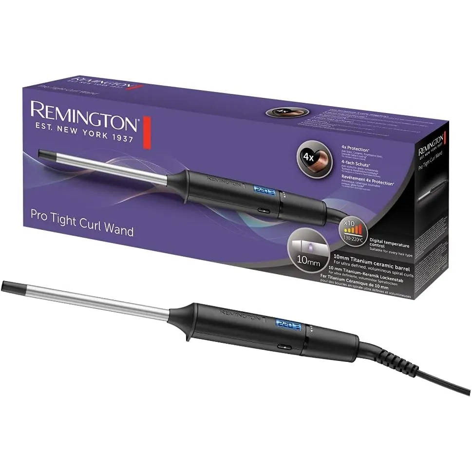 Remington Lockenstab Mini Pro Digital, 10 mm, Schwarz, LCD-Display, CI6X10