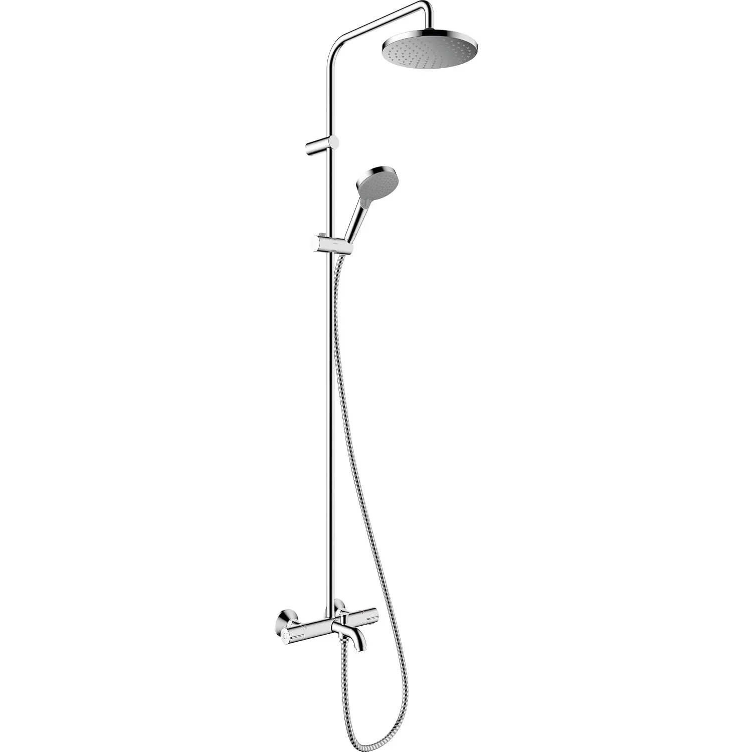 hansgrohe Vernis Blend - Duschsystem mit Wannenthermostat, Regendusche (205 mm) mit Wannenarmatur, Handbrause (2 Strahl…