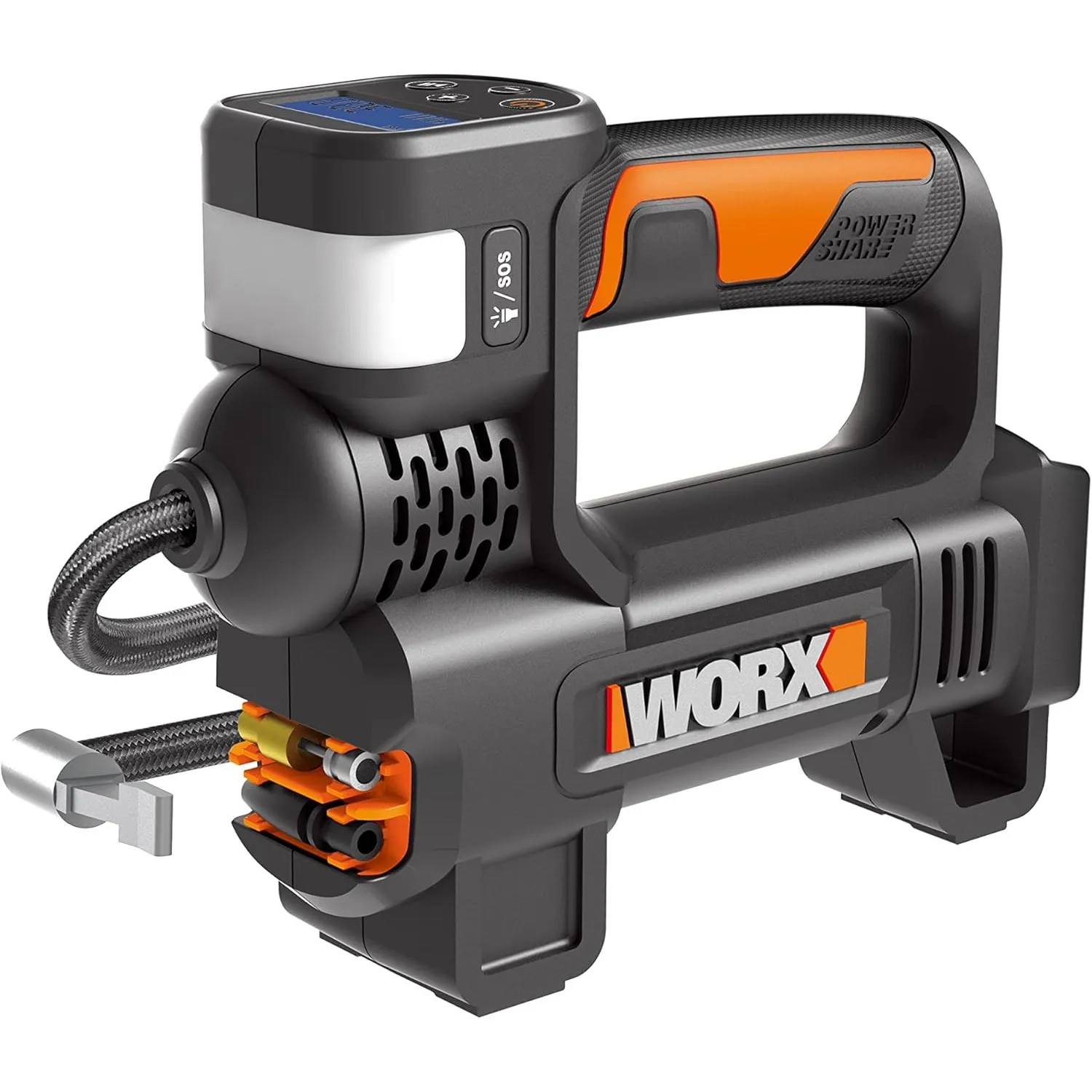 WORX WX092.9 Akku-Kompressor - 4 in 1: multifunktionale Luftpumpe mit punktgenauer Digitalanzeige & Druckkontrolle, Arb…