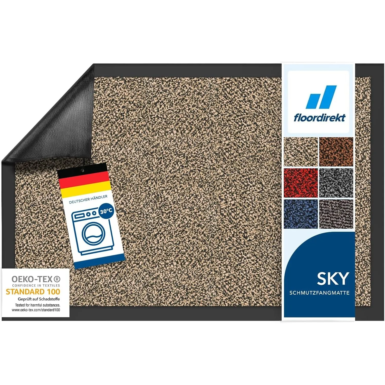 Floordirekt Schmutzfangmatte Rhine - waschbare & leistungsstarke Fußmatte - Sauberlaufmatte mit Rutschfester Rückseite …