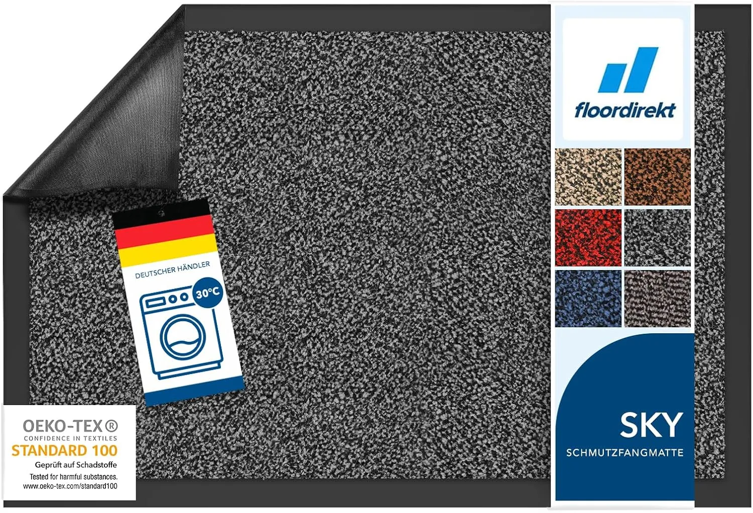 Floordirekt Schmutzfangmatte Rhine - waschbare & leistungsstarke Fußmatte - Sauberlaufmatte mit Rutschfester Rückseite …