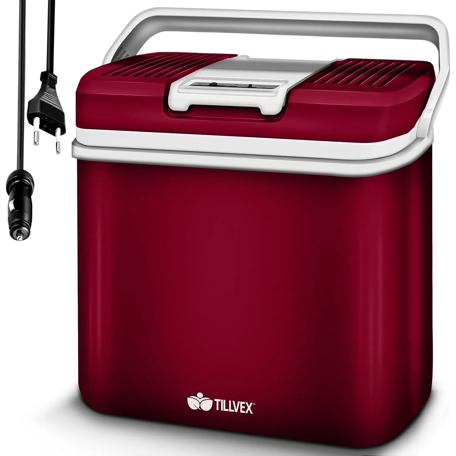 tillvex® Kühlbox elektrisch 24L | zum Kühlen und Warmhalten | 12 V & 230 V | Elektrische Kühlbox mit ECO & MAX Modus | …
