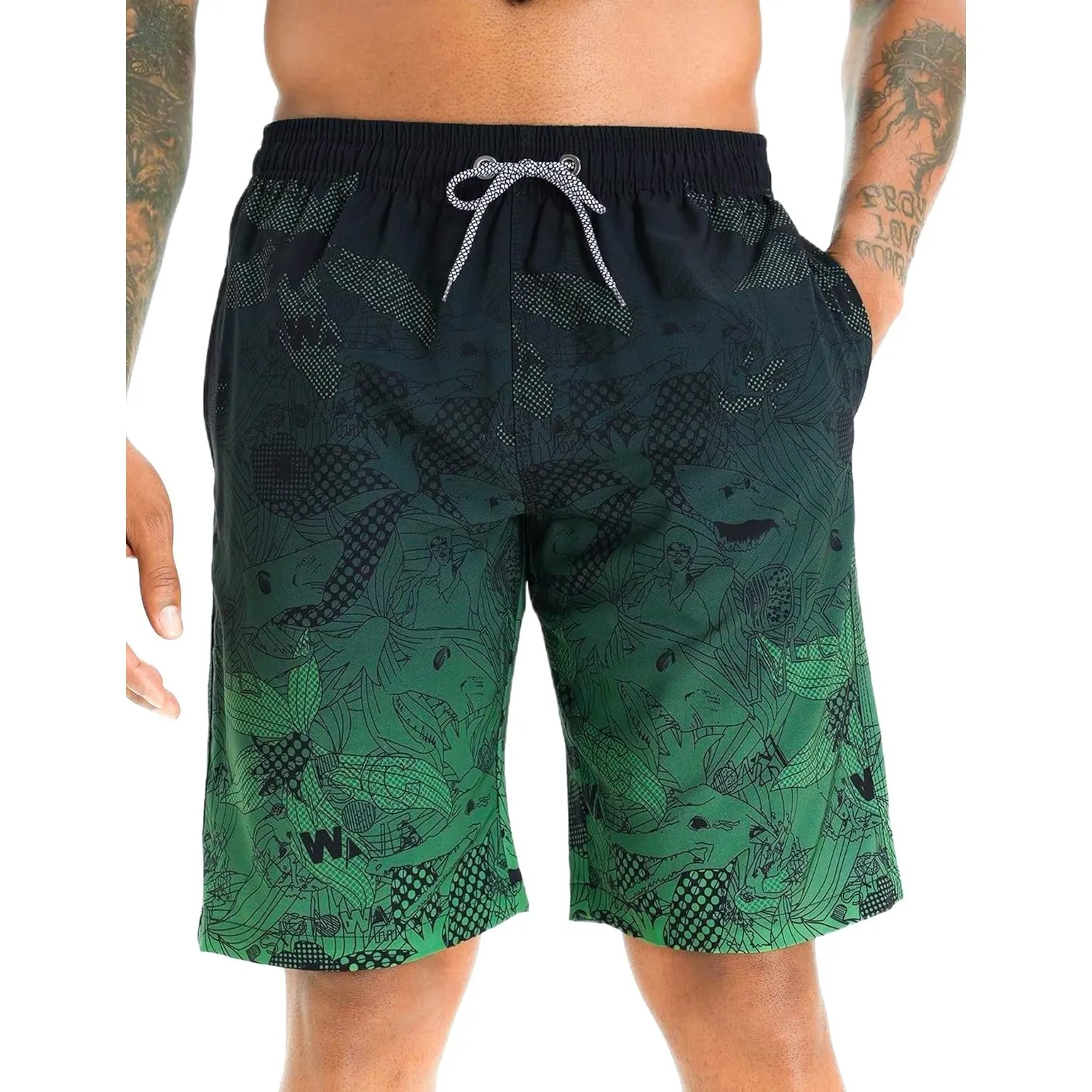 APTRO Herren Badehose Lang Badeshorts Schnelltrocknend Boardshorts Freizeit Short mit Innenslip