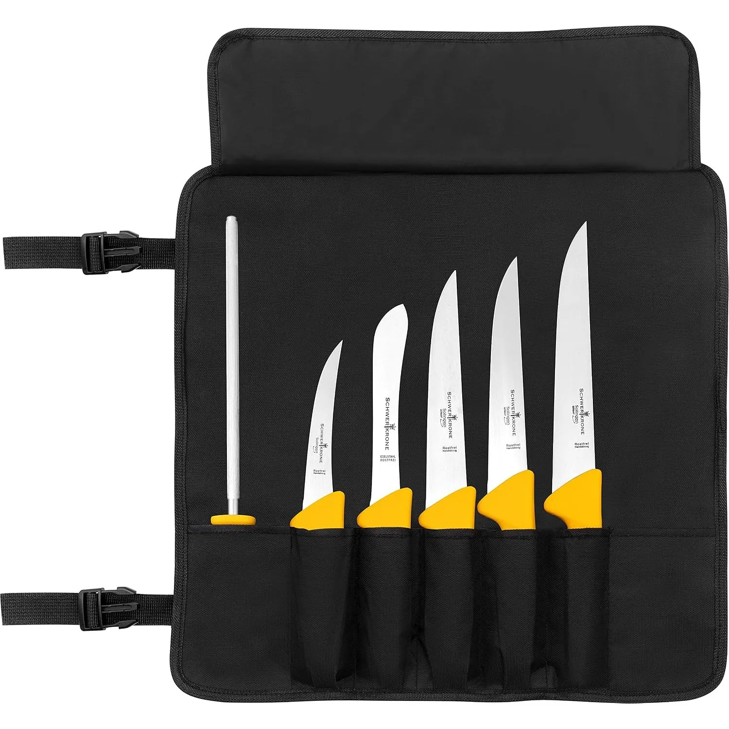 Schwertkrone Rolltasche für Metzgermesserset mit 6 Schlitzen, Aufbewahrungstasche für Messer, Küchenwerkzeug, Kochequip…