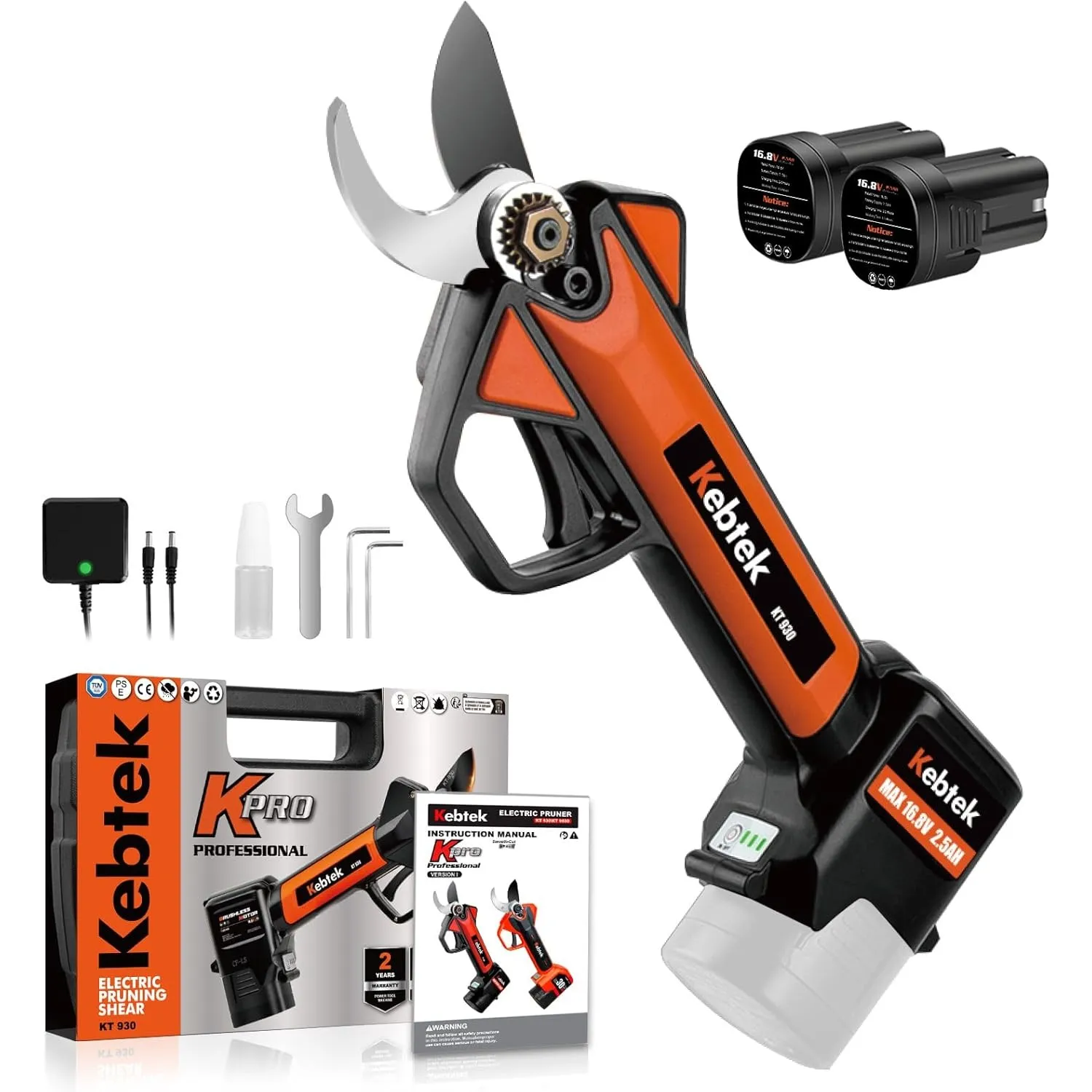 Kebtek Professionelle Elektrische Gartenschere 30MM Zügiges Schneiden 880G