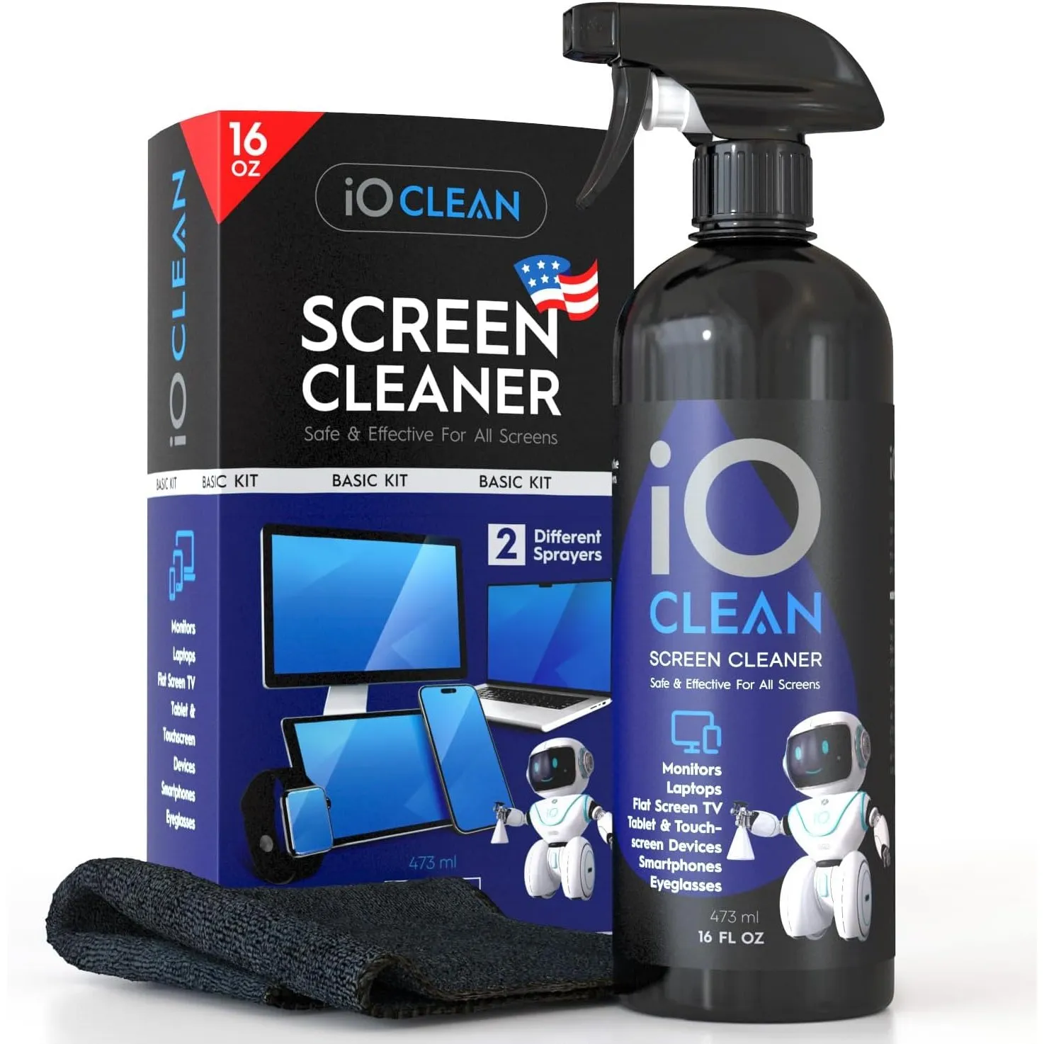 Bildschirmreiniger Spray (16oz - 473ml) – Bestes Großes Reinigungsset für LCD-LED-OLED-Fernseher, Smartphone, iPad, Lap…