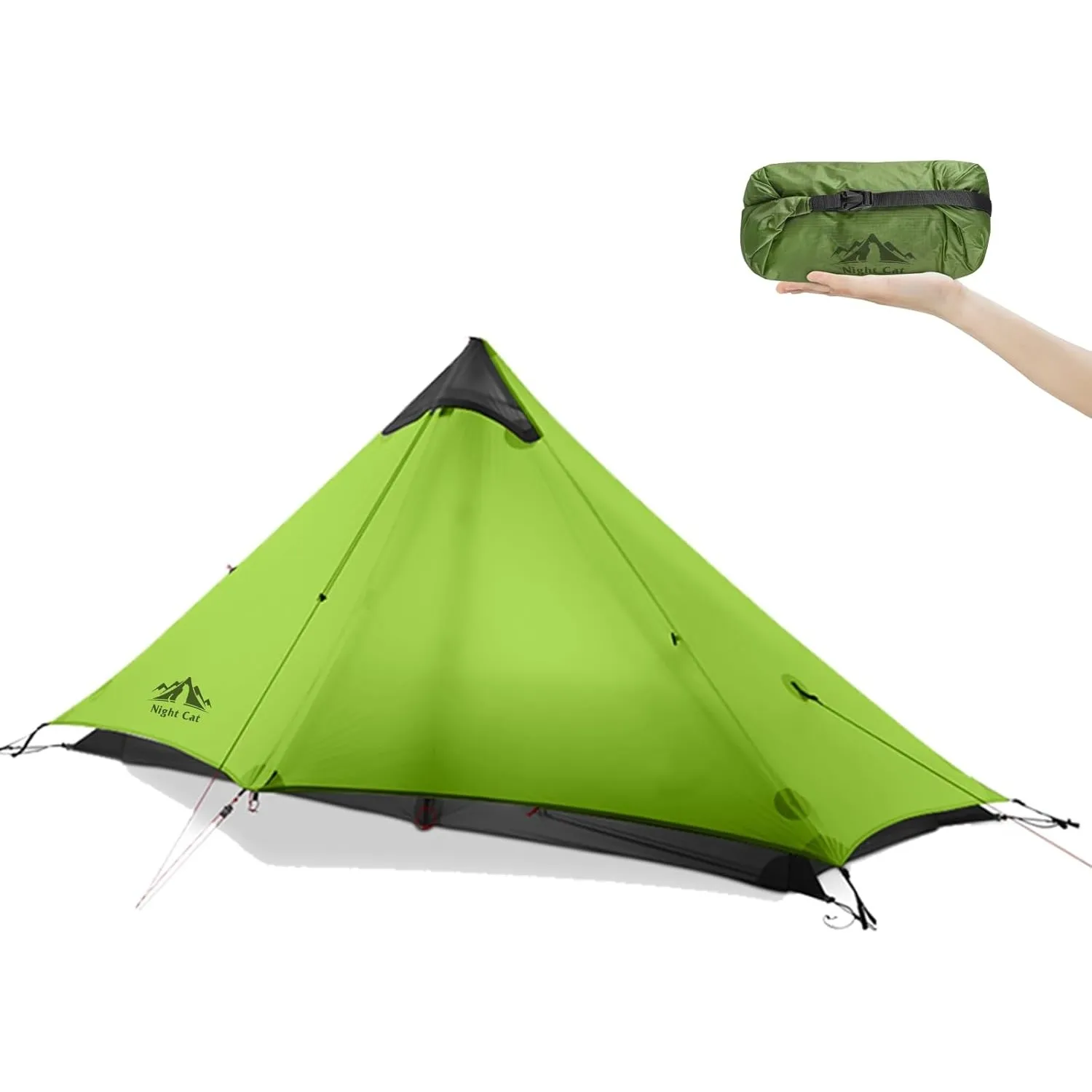 Night Cat 1 Mann Zelt Ultraleicht: Wasserdicht Zelt für Fahrradtour Kleines Packmaß Trekking Camping
