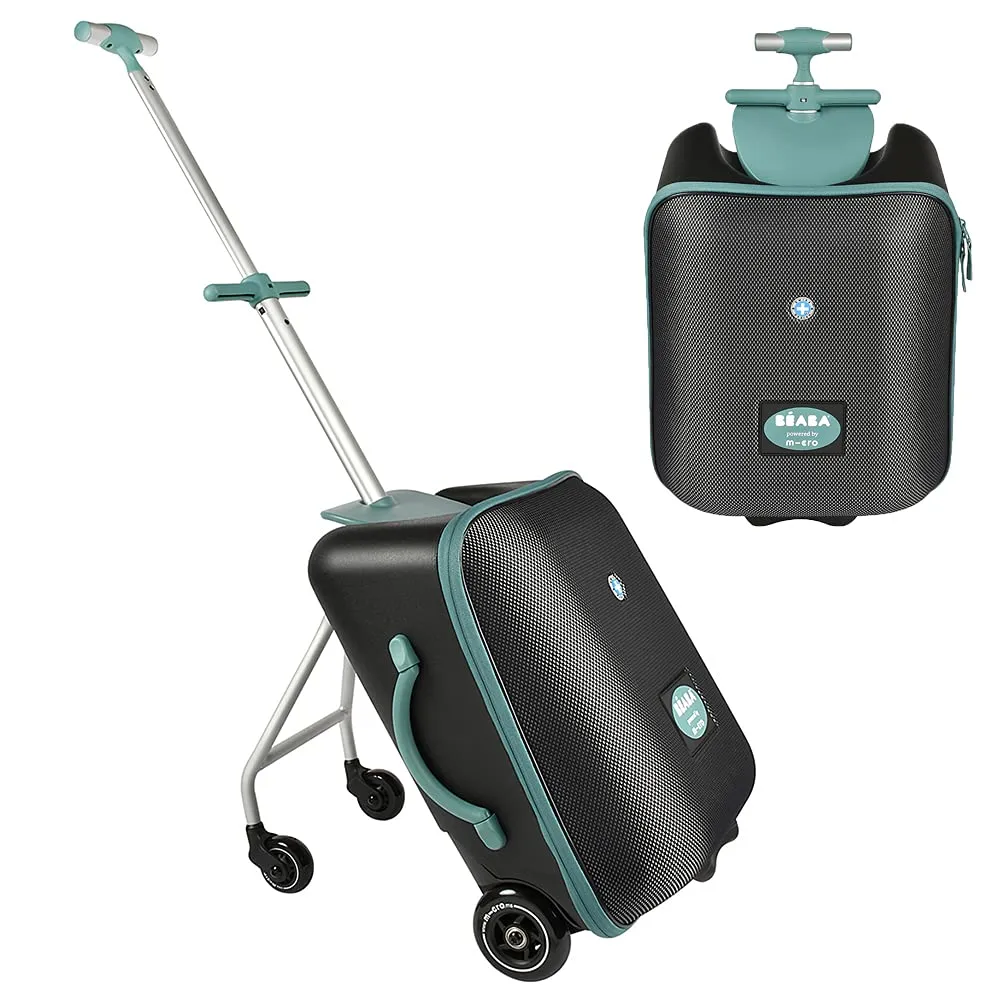 BÉABA & Micro Mobility, 2-in-1 Kabinenkoffer mit Sitz für Kinder, ab 4 Jahren, erweiterbar, große Öffnung, Kapazität 22 l, mehrere Fächer, praktisch und handlich, Luggage Eazy blau