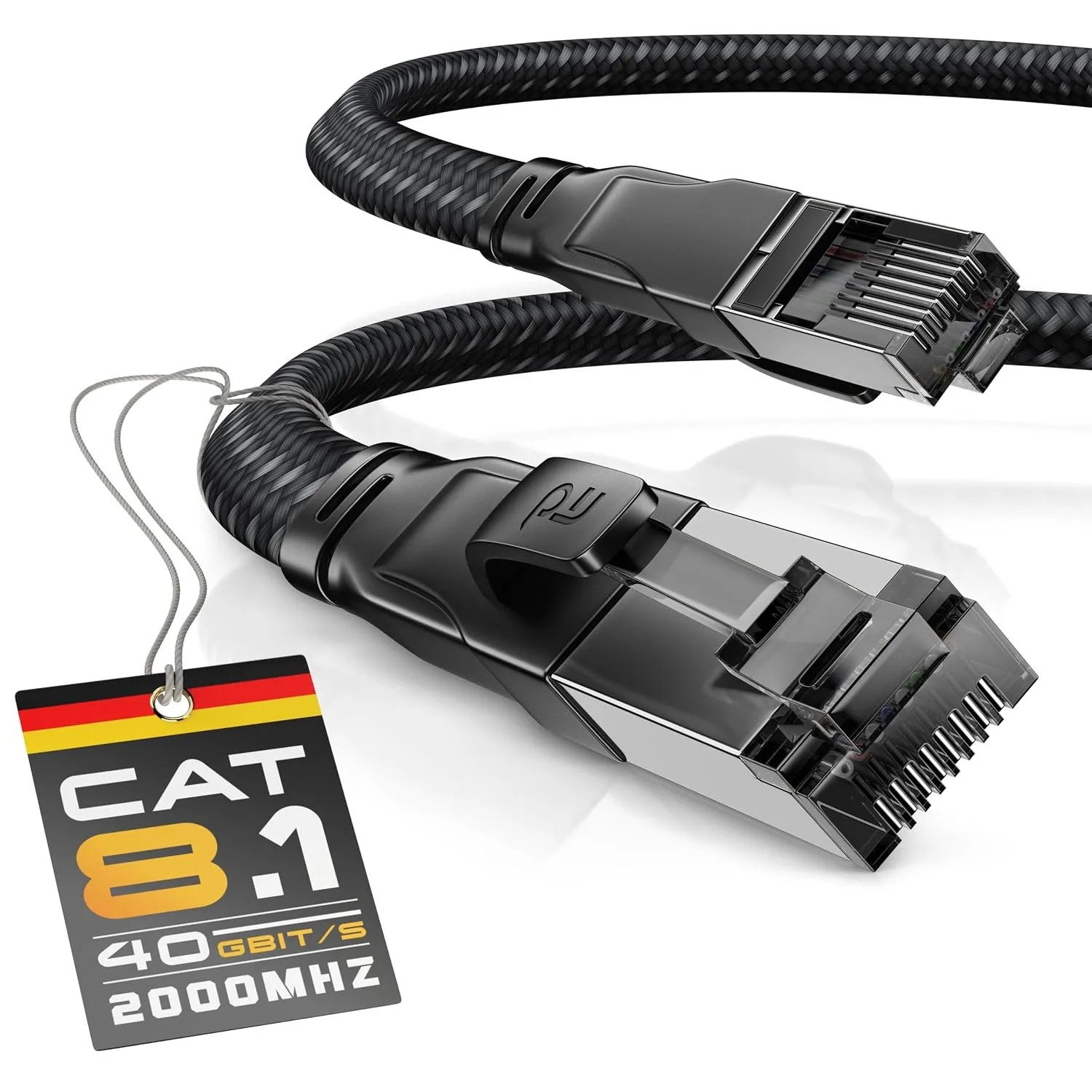 CSL LAN Kabel 5m flach, Cat 8 Netzwerkkabel (5 Meter, schwarz)