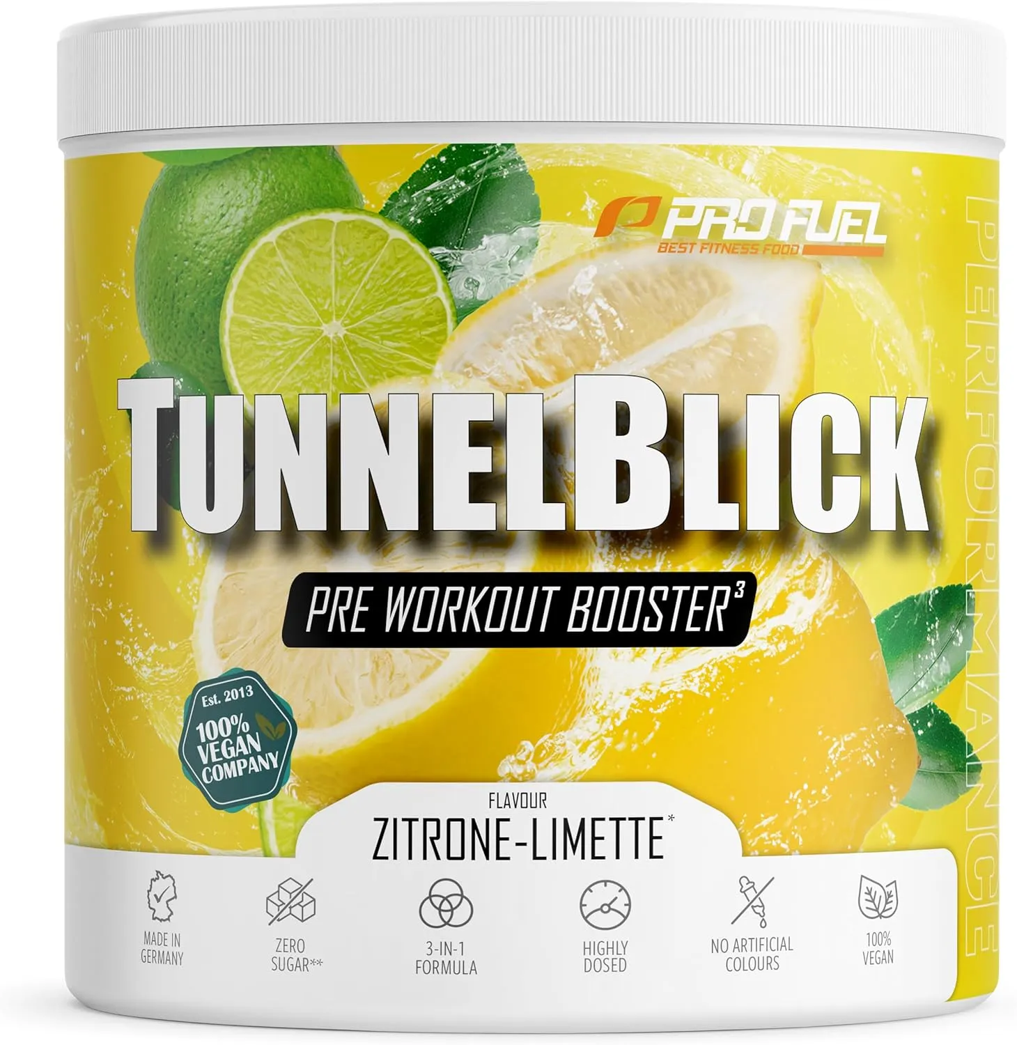 Pre-Workout-Booster³ ZITRONE-LIMETTE 440g - unglaublich lecker - TUNNELBLICK Trainingsbooster³ mit Citrullin, Arginin, …