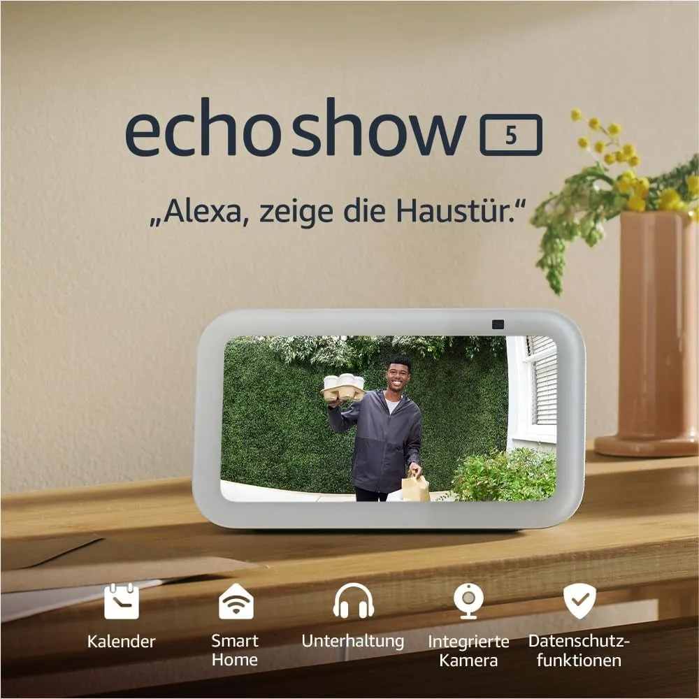 Echo Show 5 (Neueste Generation) | Kompakter smarter Touchscreen zum Steuern deines Smart Homes und mehr | Graublau, mi…