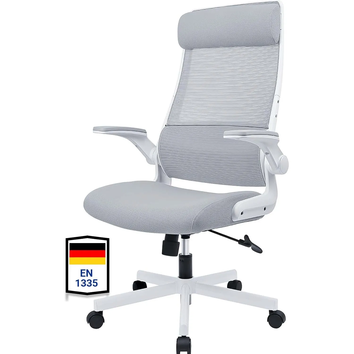 MELOKEA Bürostuhl Ergonomisch, Klappbare Armlehnen, EN 1335 Computerstuhl | Verstellbare Kopfstütze, Schreibtischstuhl …