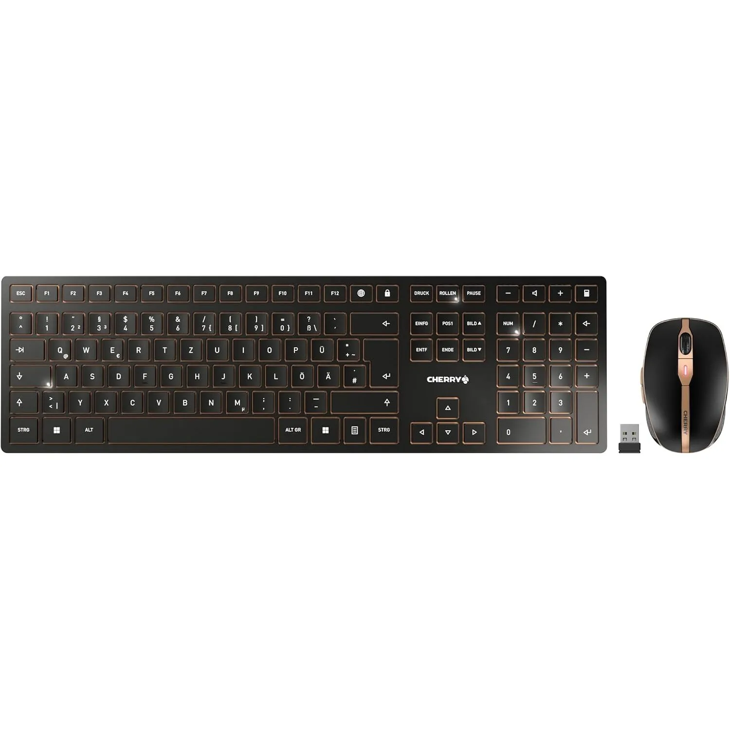 CHERRY DW 9100 Slim, Kabellose Tastatur und Maus, Deutsch QWERTZ, Schwarz