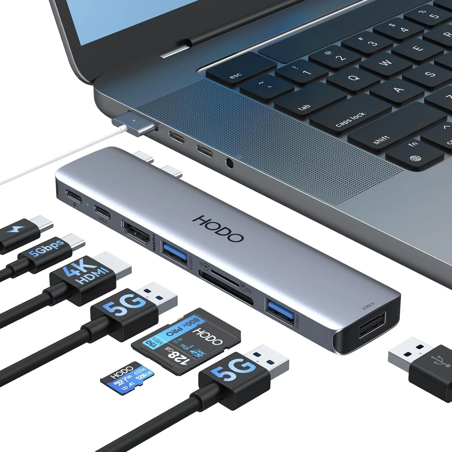 HODO USB C Hub Adapter für MacBook Pro Air, Mac Zubehör 8 in 2 mit 4K HDMI,Thunderbolt 3 Port, USB 3.0/2.0, SD und TF K…