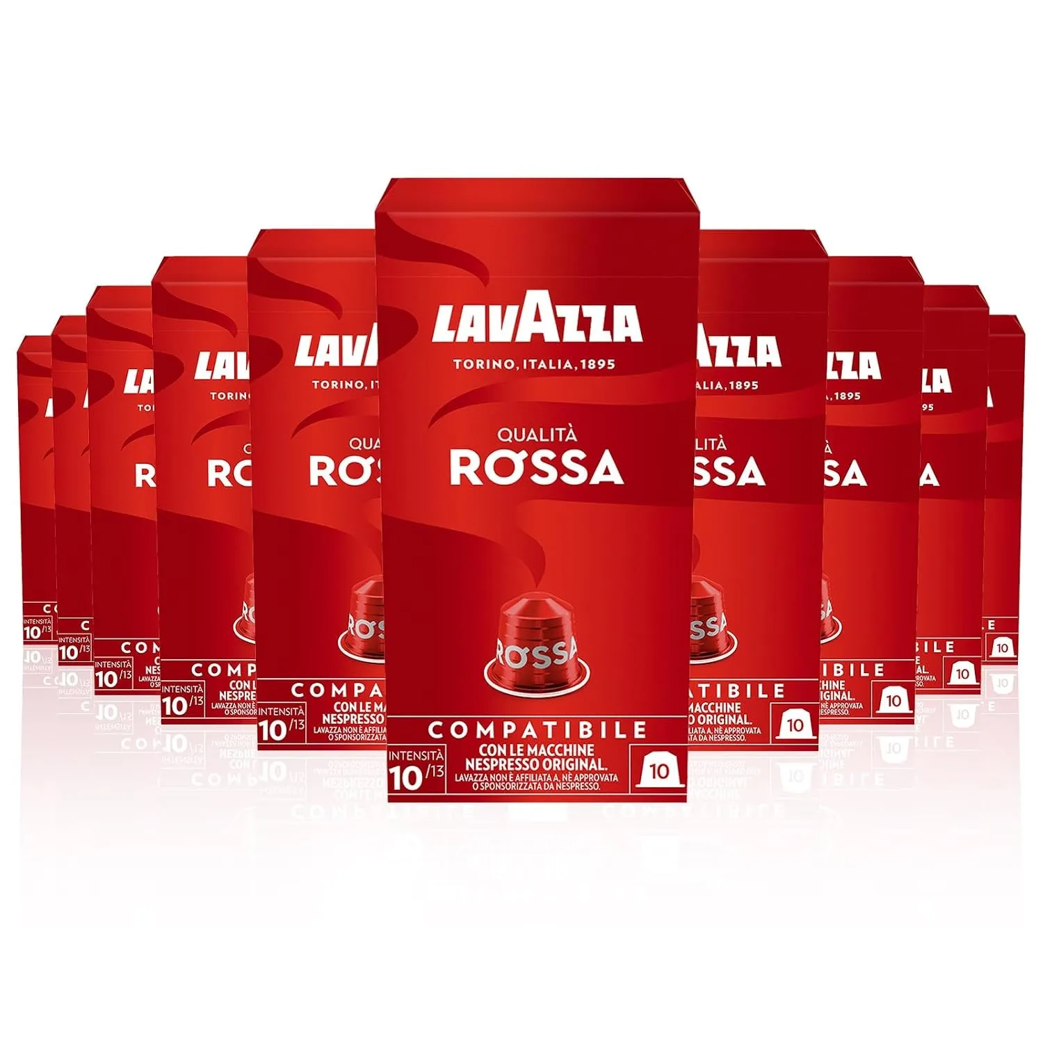Lavazza, Espresso Qualità Rossa, 10 x 10 Aluminiumkapseln kompatibel mit Nespresso* Originalmaschinen