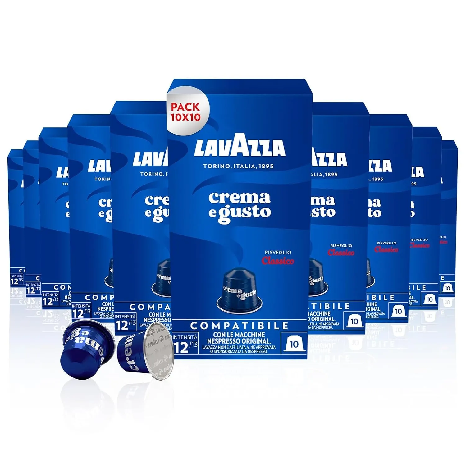Lavazza Crema e Gusto, Cremiges Espresso-Erlebnis mit Noten von Nüssen und Schokoladen-Aroma, 10x10 Kapseln, Nespresso …