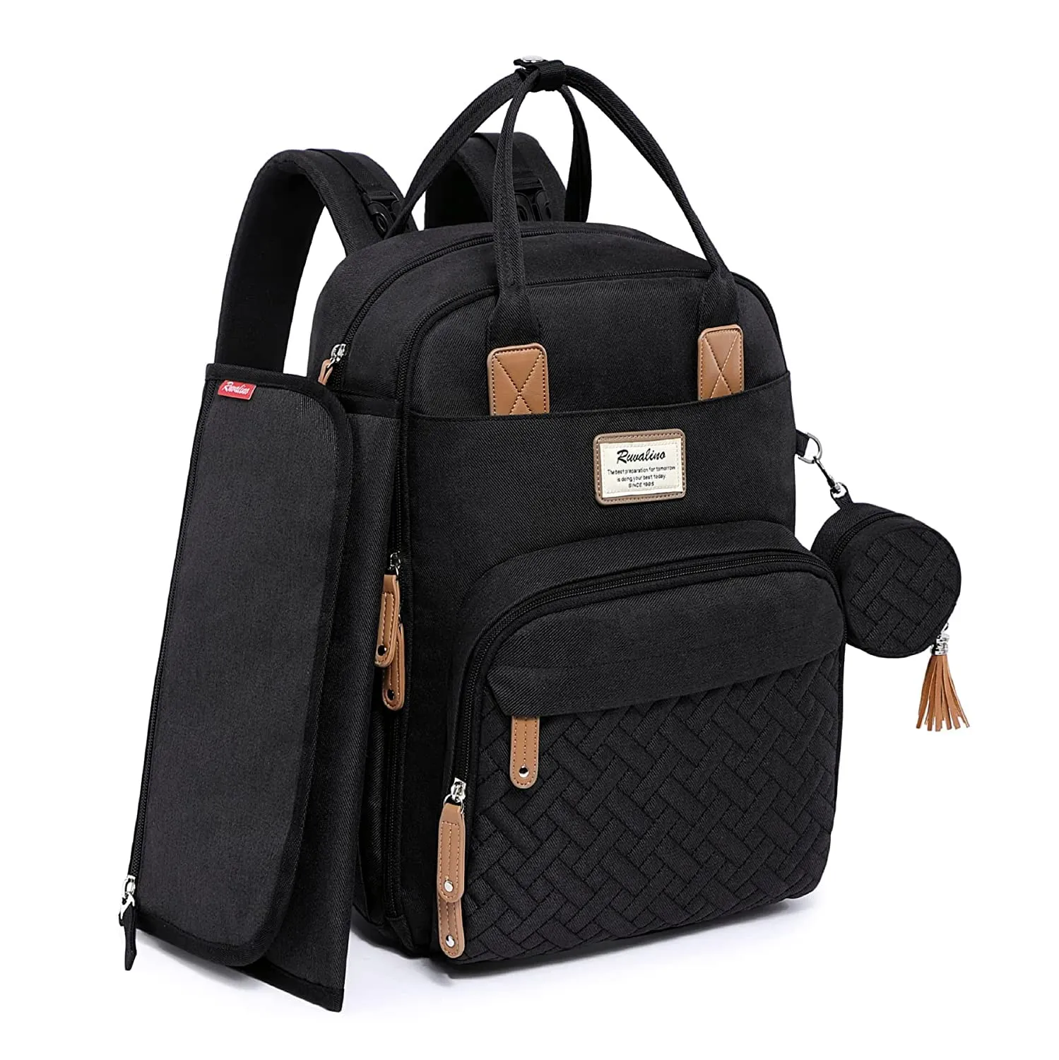 RUVALINO Baby Wickelrucksack Wickeltasche Rucksack mit tragbarer Wickelauflage, Schnullerhalter und Kinderwagengurten, …