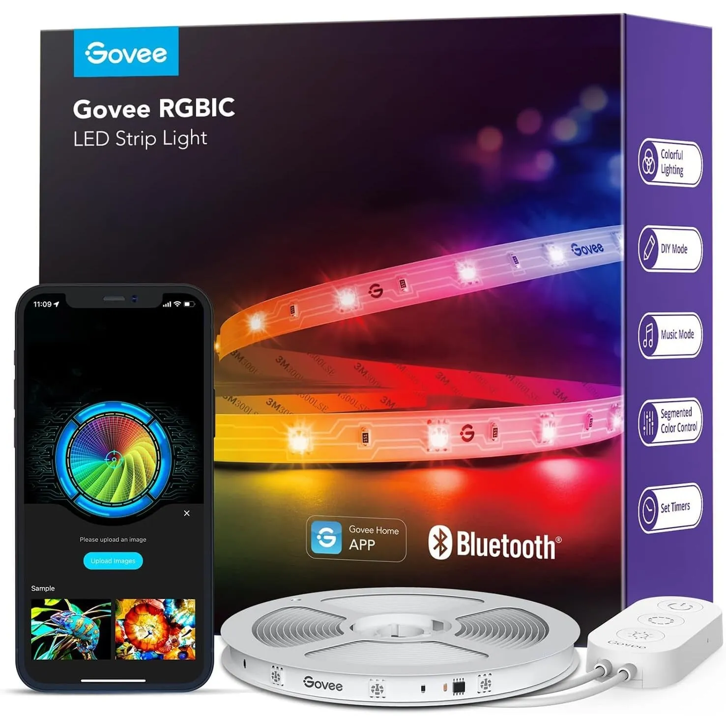 Govee LED Strip 5m, RGBIC LED Streifen mit Segmentcontrol, Musik Sync, 64 Szenenmodus, Steuerbar via App-Steuerung,Farb…