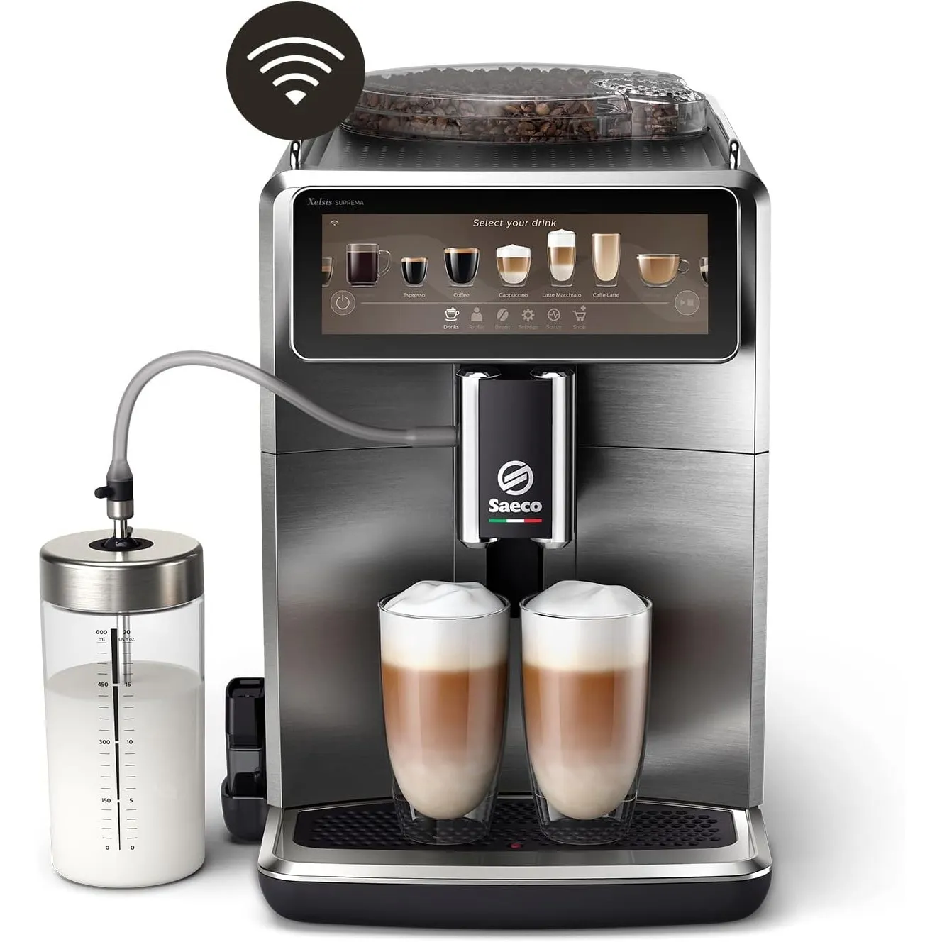 Saeco Kaffeevollautomat Xelsis Suprema, Titan, 22 Kaffeespezialitäten