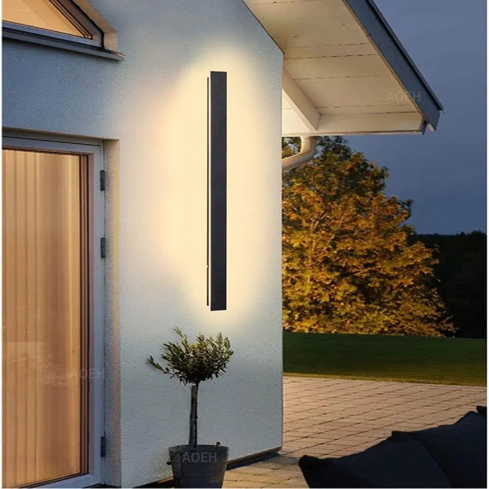 AOEH Lange Wandleuchte Villa Wandleuchte Schwarze Wasserdicht Ip65 Aluminium Acryl Außen LED Wandleuchte für Gärten, Te…