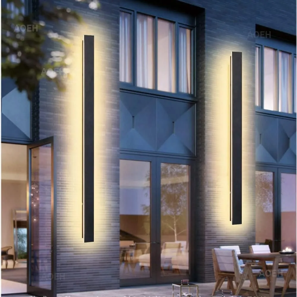 Lange Wandleuchte Villa Schwarze Wasserdicht Ip65 Aluminium Acryl Außen LED für Gärten, Terrassen,Schlafzimmer Wohnzimm…