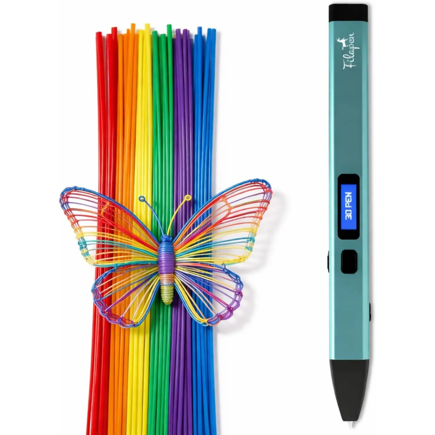 Filapen Premium 3D-Druckstift mit 250 PCL Filament-Sticks- 3D-Stifte für Kinder und Erwachsene, inkl. Vorlagen, 3D-Stif…