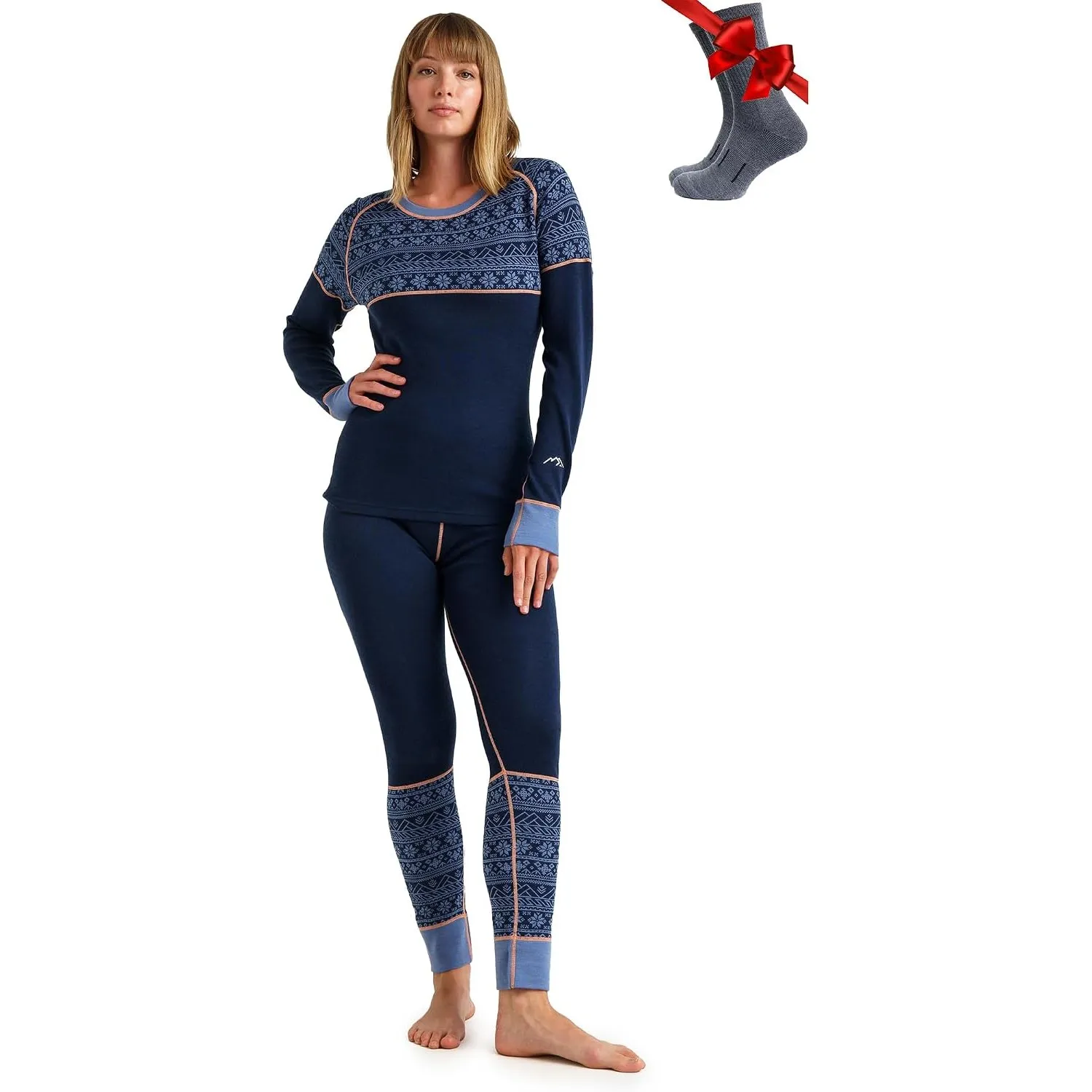 Merino.tech 100% Merino Unterwäsche Damen Set Shirt & Hose + Wandersocken
