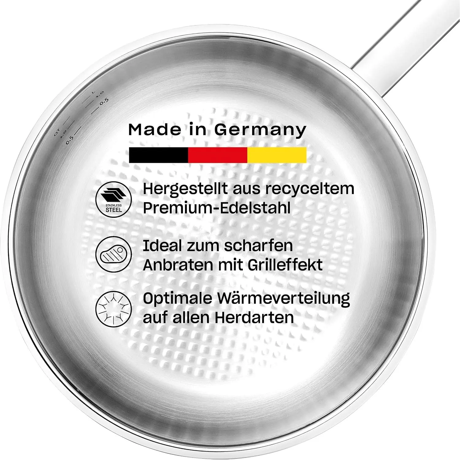 Fissler, Original-Profi Collection Pfanne (Ø 28 cm), Edelstahl, unbeschichtet, novogrill Bratfläche, Innenskalierung, I…