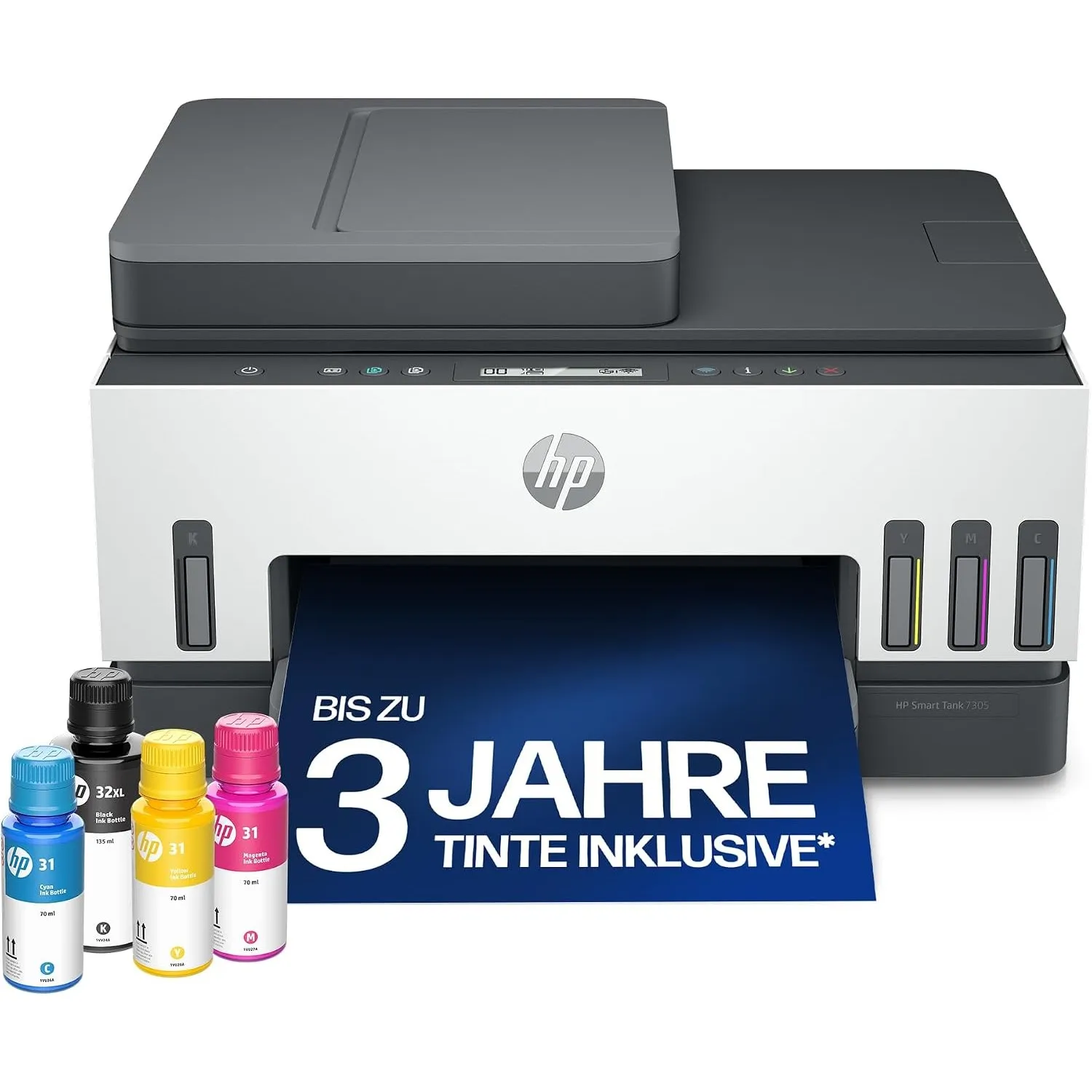HP Smart Tank 7305 Multifunktionsdrucker (Drucker, Scanner, Kopierer, ADF, WLAN, LAN, AirPrint, Duplex, inklusive Tinte…