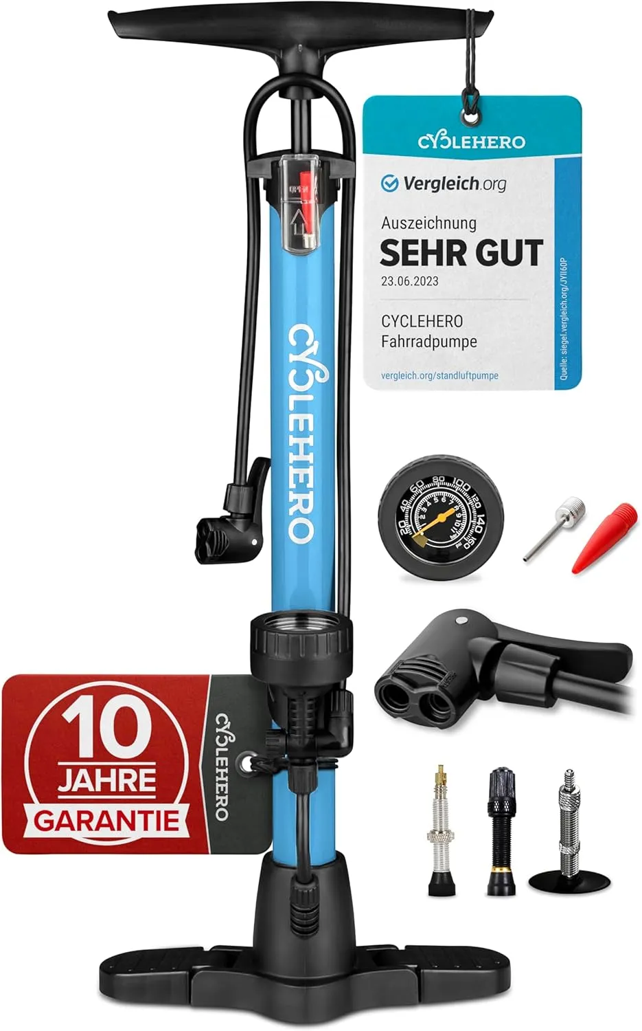 Fahrradpumpe alle Ventile **Test SEHR GUT + 10 Jahre GARANTIE** Leistungsstarke Fahrrad Pumpe Luft – Fahrrad Luftpumpe …