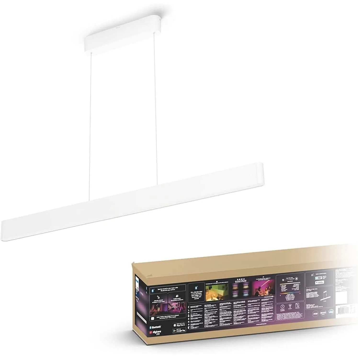 Philips Hue White & Color Ambiance Ensis Pendelleuchte (5.500 lm), dimmbare Esstischleuchte für das Hue Lichtsystem mit…