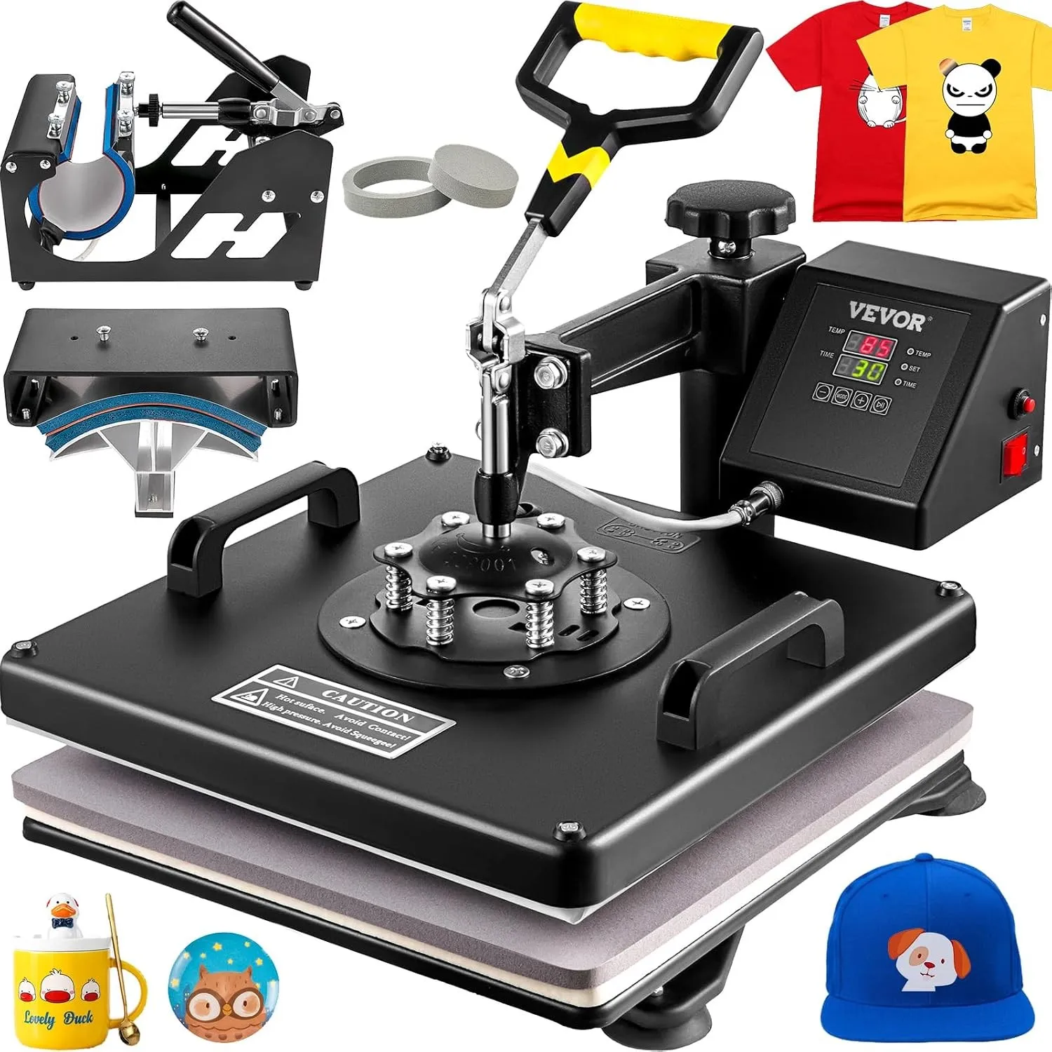 VEVOR 5 in 1 Heißpresse Heat Press für Textil Transferpresse Textilpresse mit Plattenpresse von 38 x 38 cm, Textildruck…