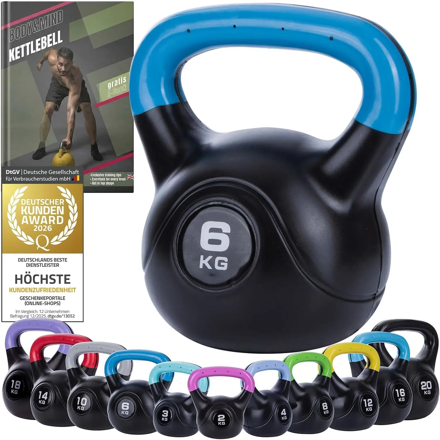 Body & Mind® Kettlebell Kugelhantel - bodenschonende Schwunghantel Home-Gym