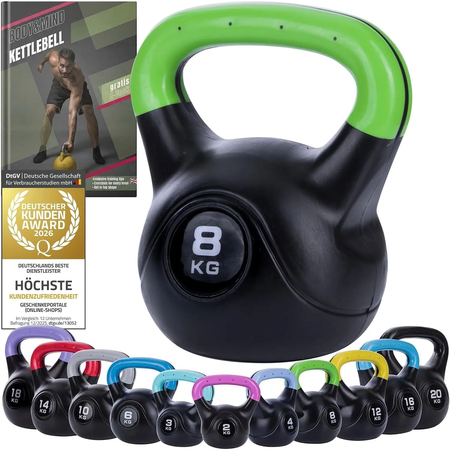 Body & Mind® Kettlebell Kugelhantel - bodenschonende Schwunghantel Home-Gym