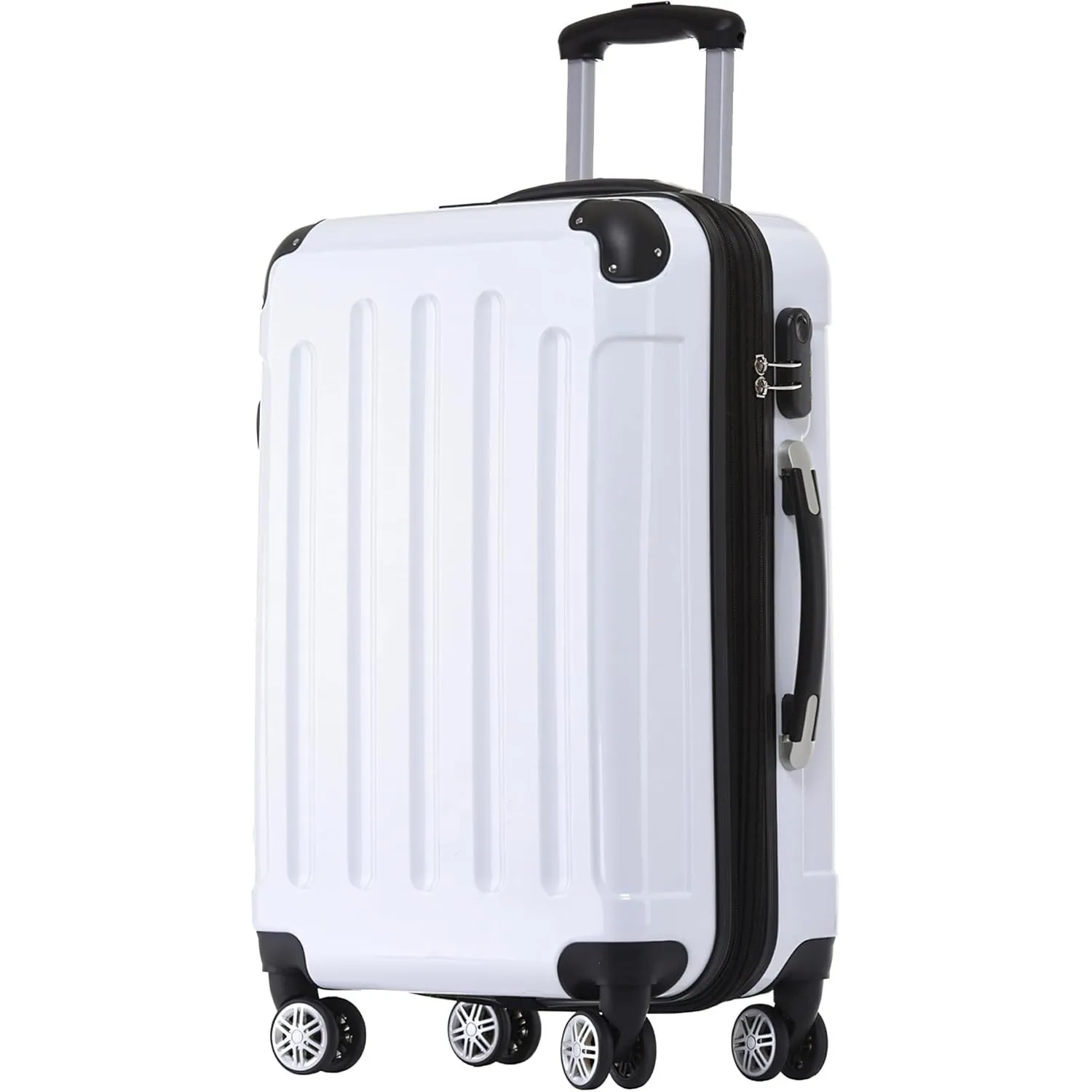 BEIBYE Zwillingsrollen 2048 Hartschale Trolley Koffer Reisekoffer in M-L-XL-Set in 15 Farben (White, XL)