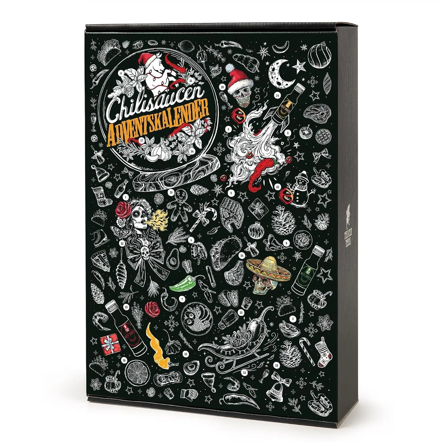 Mexican Tears - Scharfe Sauce Adventskalender mit 24 unterschiedlichen Chilisaucen in wiederverschließbaren Glasflasche…