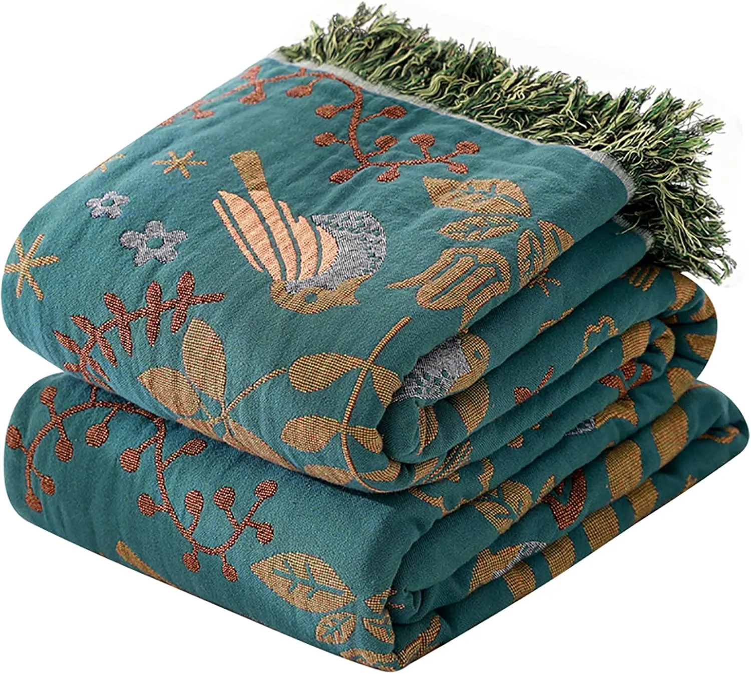 HOORDRY Doppelseitig Boho Tagesdecke 100％ Baumwolle boho Decke 200×230CM Baumwoll Musselin Decke Edele und kuschelig we…