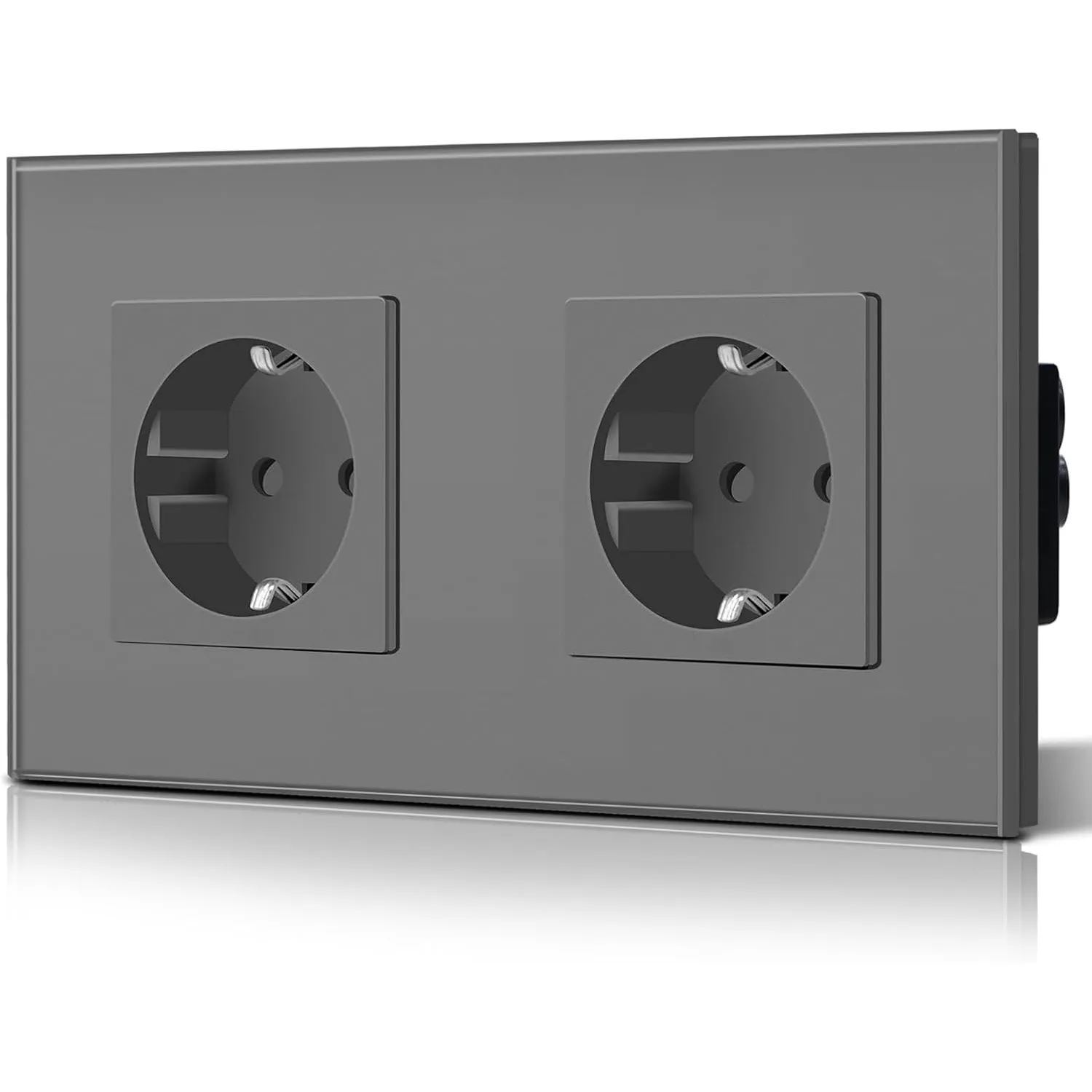 BSEED Schuko Normal Doppelt Steckdose 2 Fach EU-Standard Unterputz Wandste mit Erdungskabel Einfache Installationckdose…