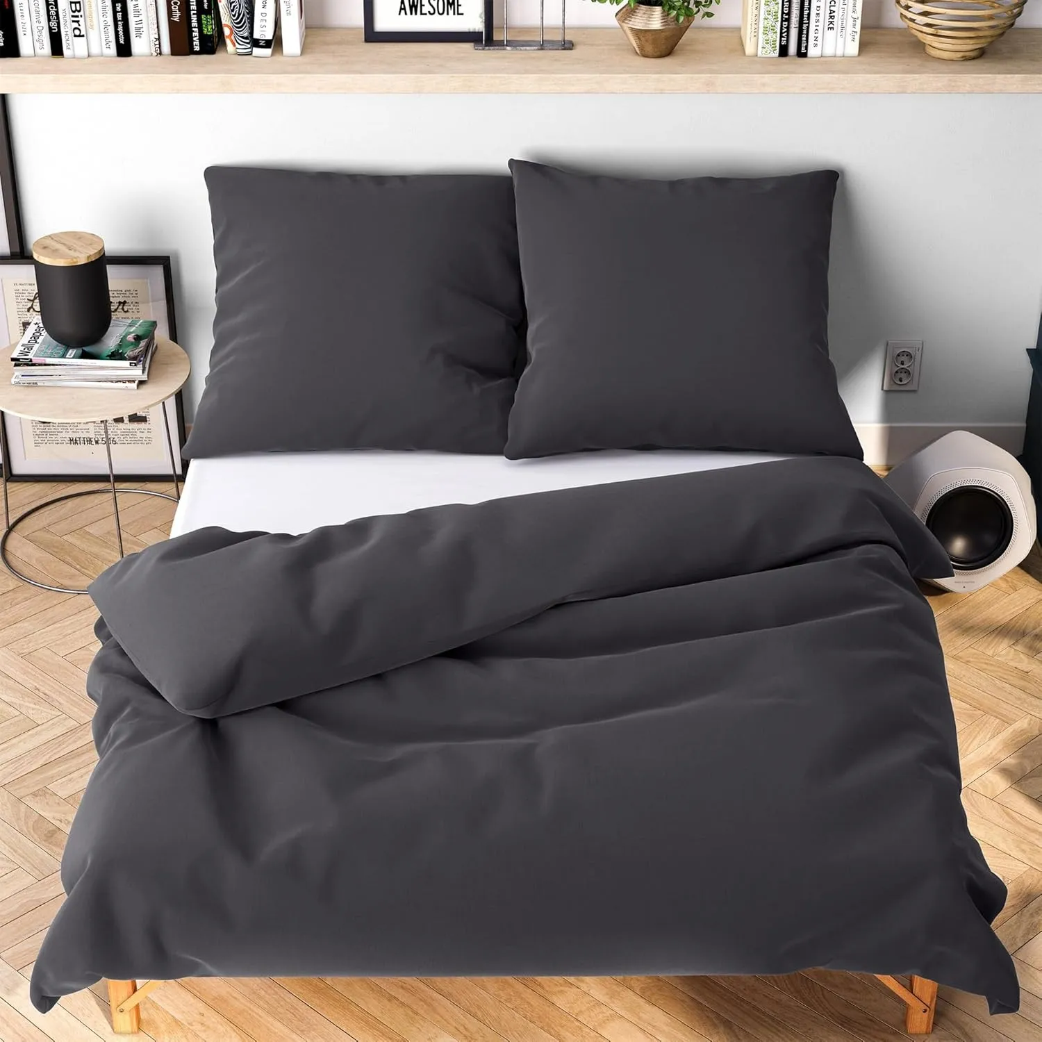 Wolkenfeld Bettwäsche 220x240 cm 3teilig – Anthrazit - kuschlig weich & bügelfrei – ÖKO-TEX Zertifiziert – Mikrofaser B…