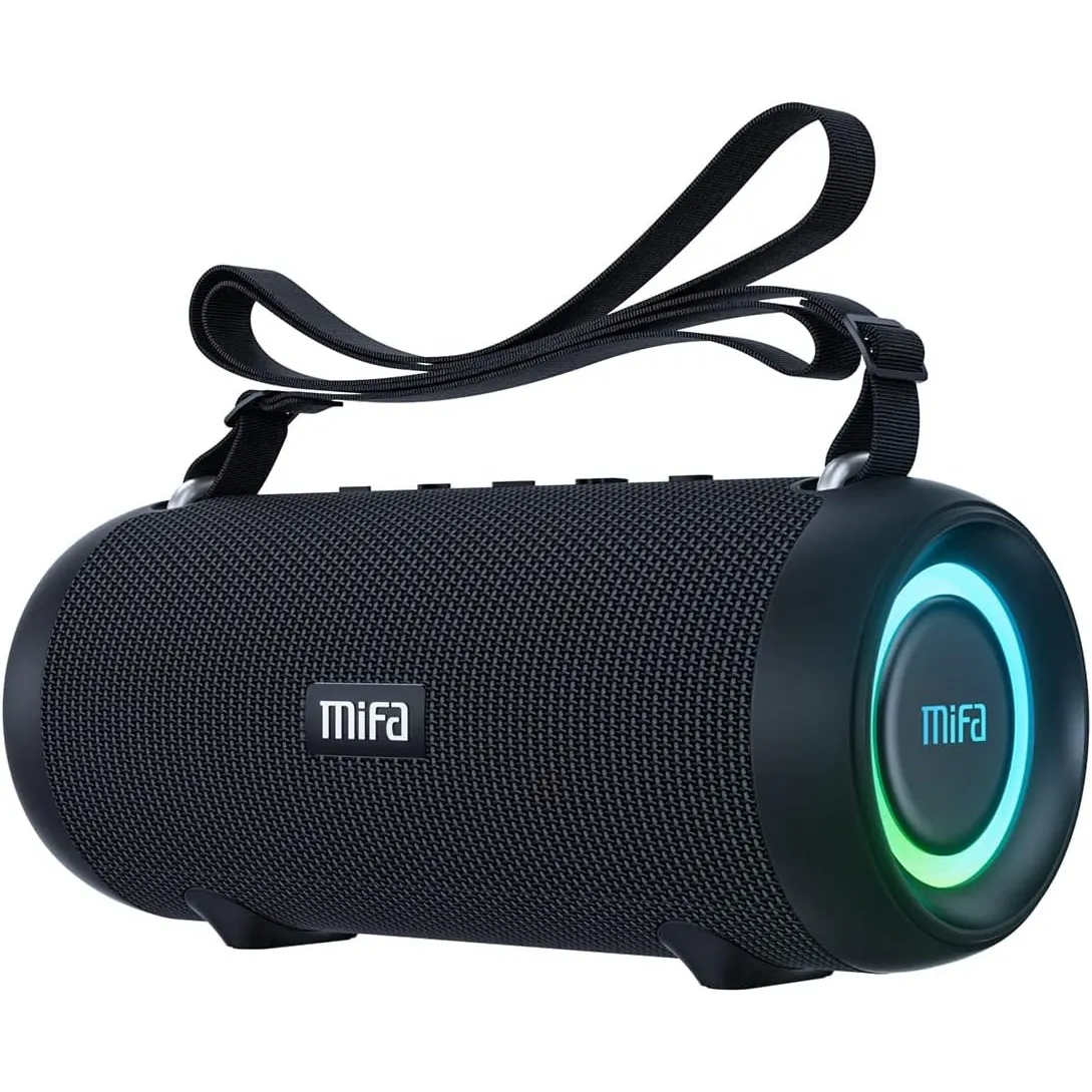 MIFA A90 Bluetooth Lautsprecher 60W kabellos IPX7 wasserdicht RGB-LED-Licht 30 Stunden Akku, USB/Micro SD-Karte/AUX-in …