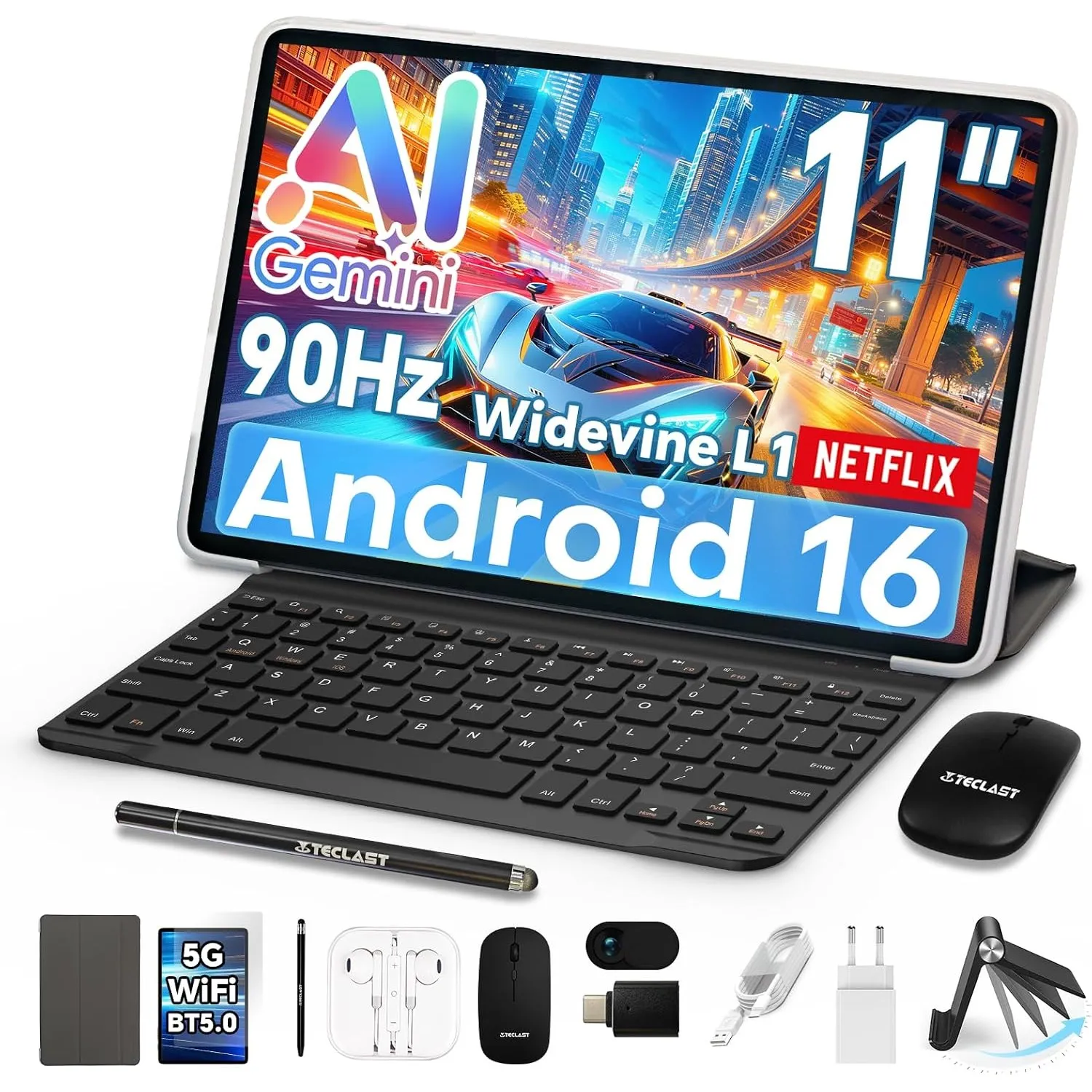 TECLAST Tablet 11 Zoll Android 16 Gaming Tablets mit Tastatur und Maus