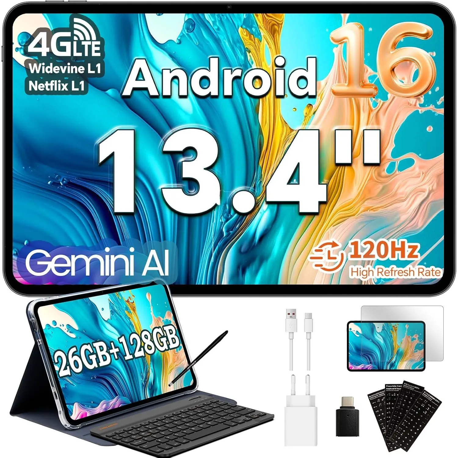 TECLAST Tablet 13,4 Zoll 120Hz Display, Android 16 Gaming Tablets