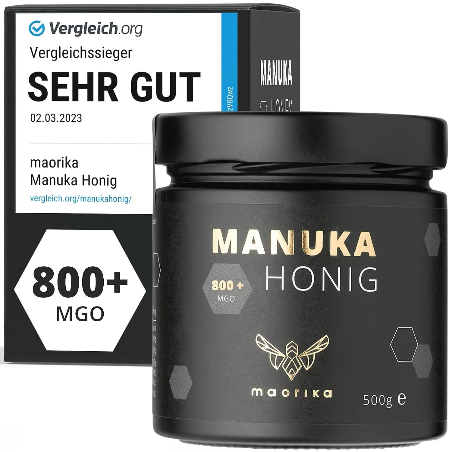 maorika - Manuka Honig 800 MGO + 500g im Glas (lichtundurchlässig, kein Plastik) - laborgeprüft, zertifiziert aus Neuse…
