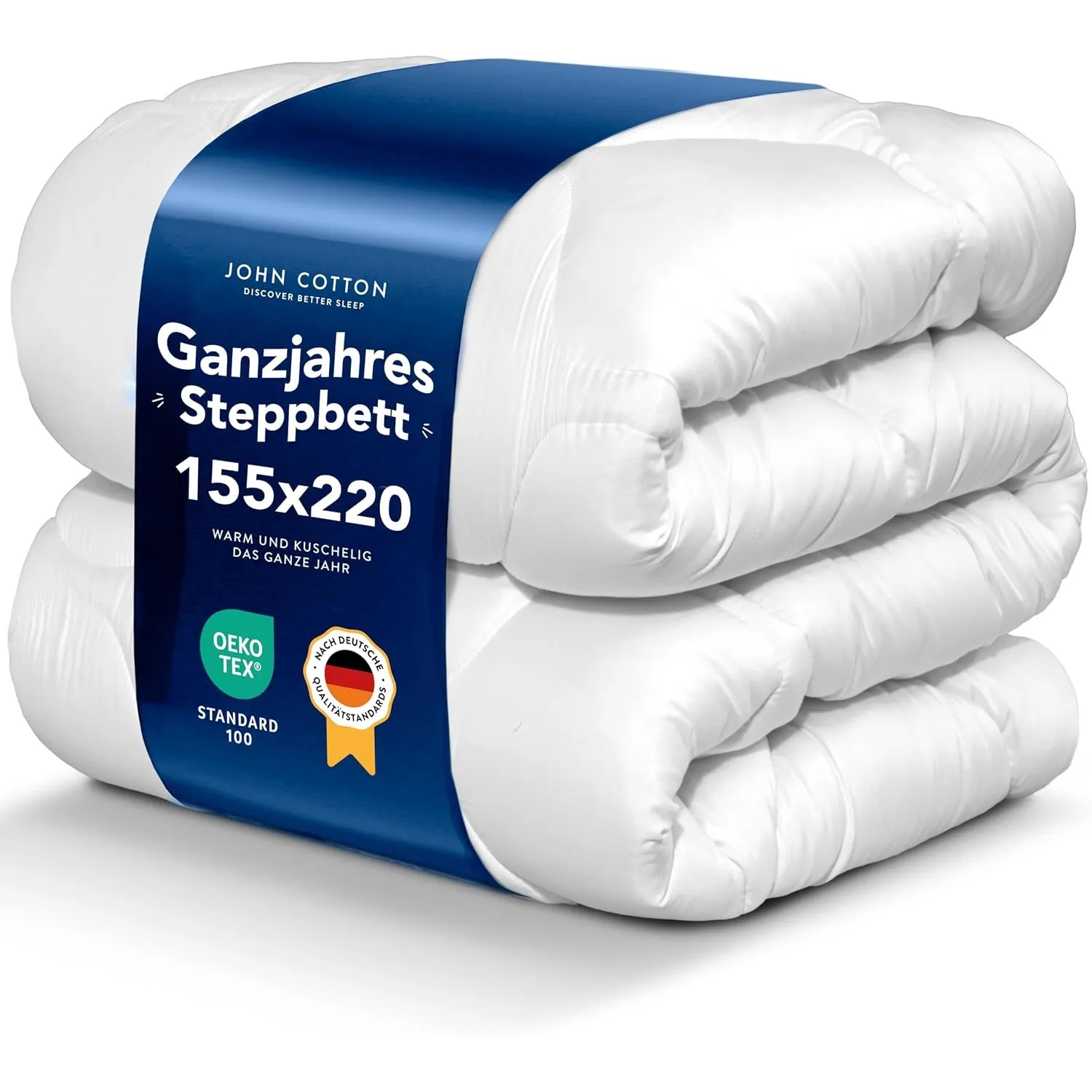 John Cotton New Way Bettdecke 155x220 - Innovativ & Atmungsaktive Steppdecke für Allergiker | Oeko-Test Zertifiziert Be…