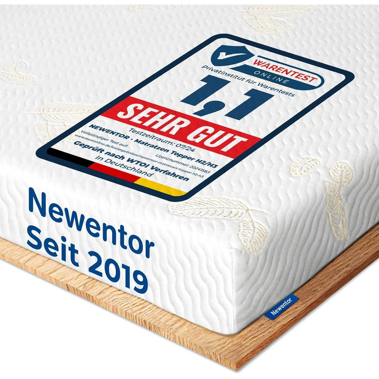 Newentor® Topper 90x190cm H2 H3, eingetragenes Design, Ergo-Viscoschaum